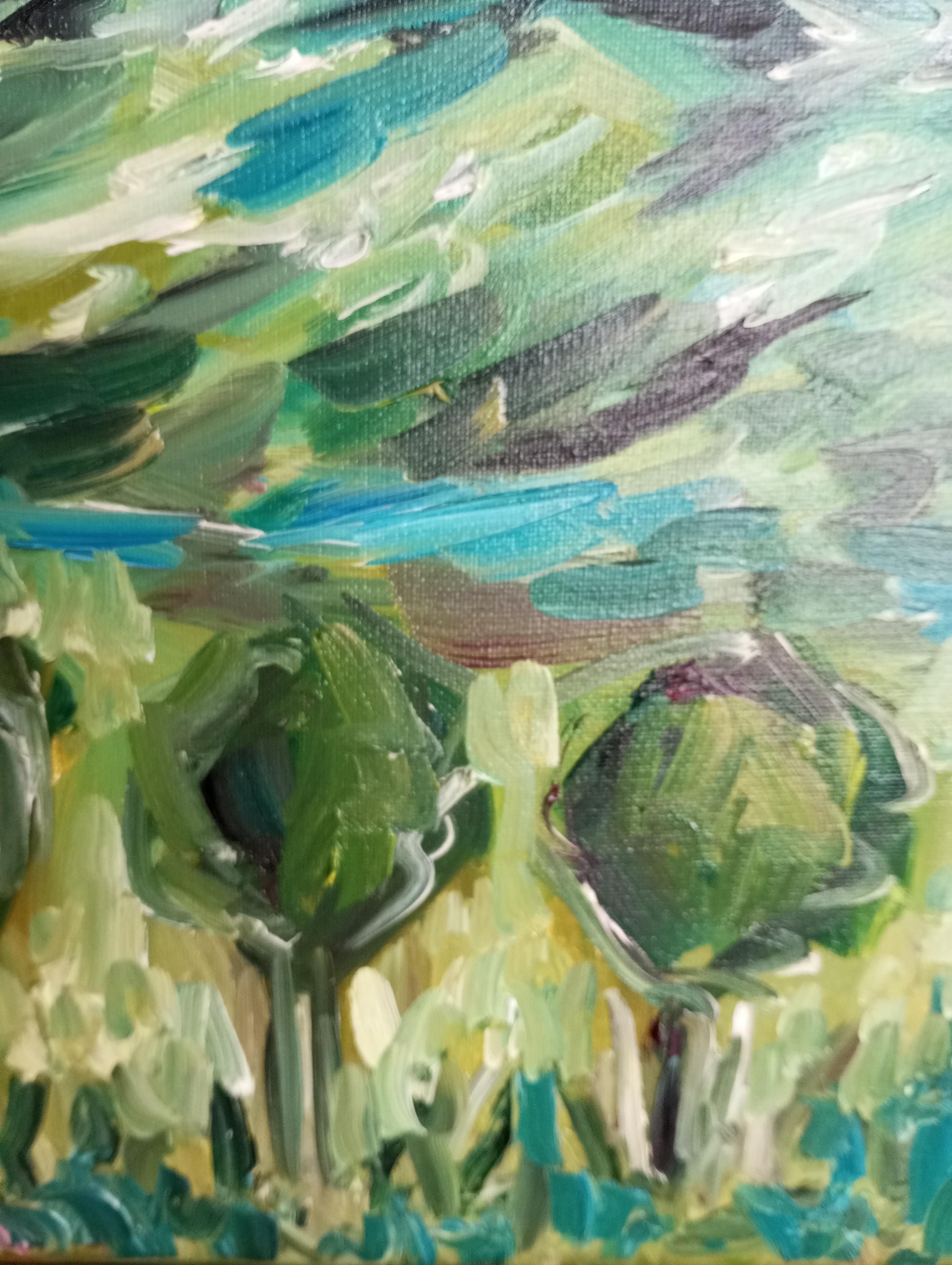 Paisaje impresionista contemporáneo naturaleza pintura al óleo sobre lienzo en venta 4