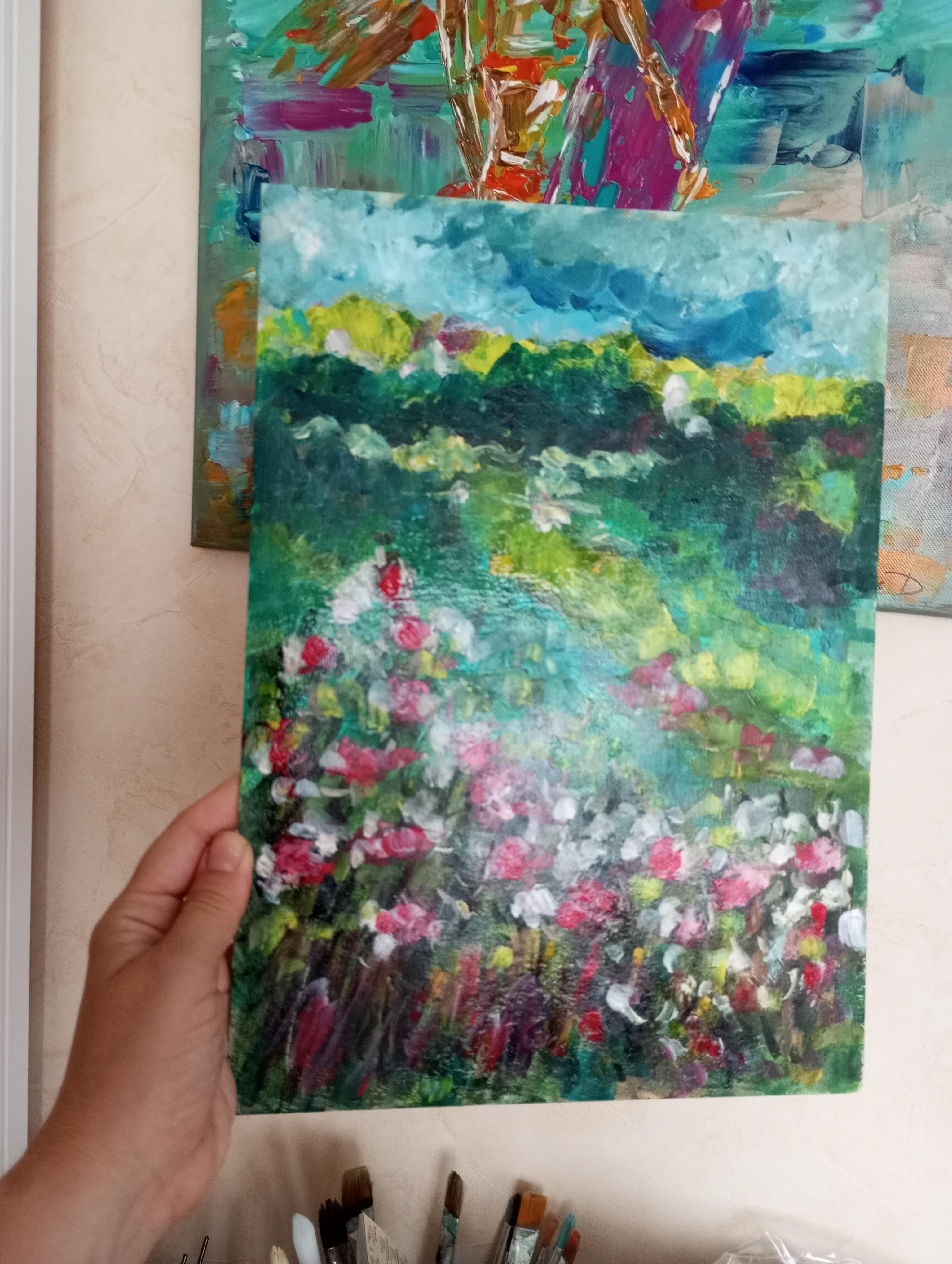 „Sommer in der Provence“  (Abstrakter Impressionismus), Painting, von Natalya Mougenot 