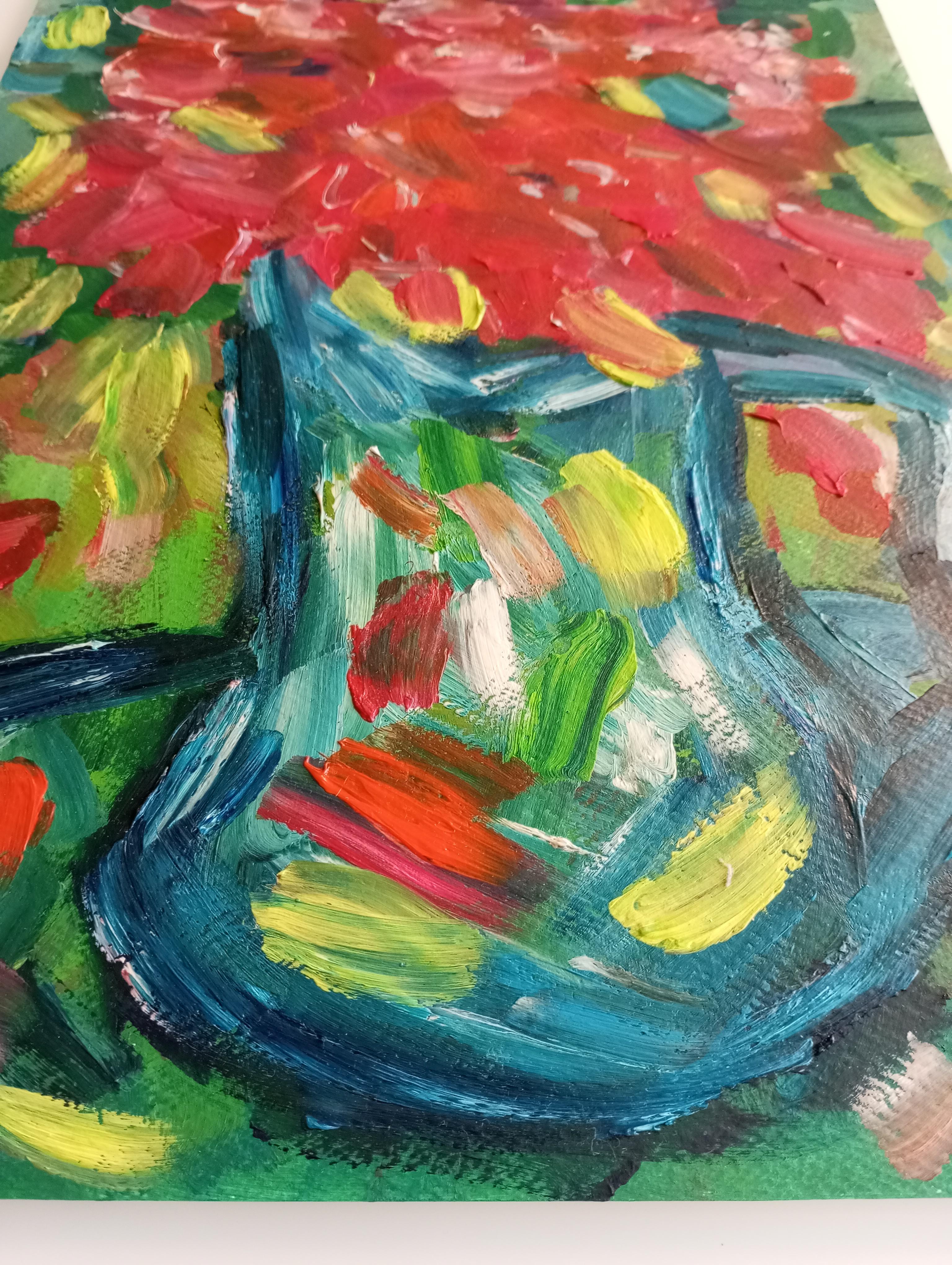 Contemporary oil floral artwork 