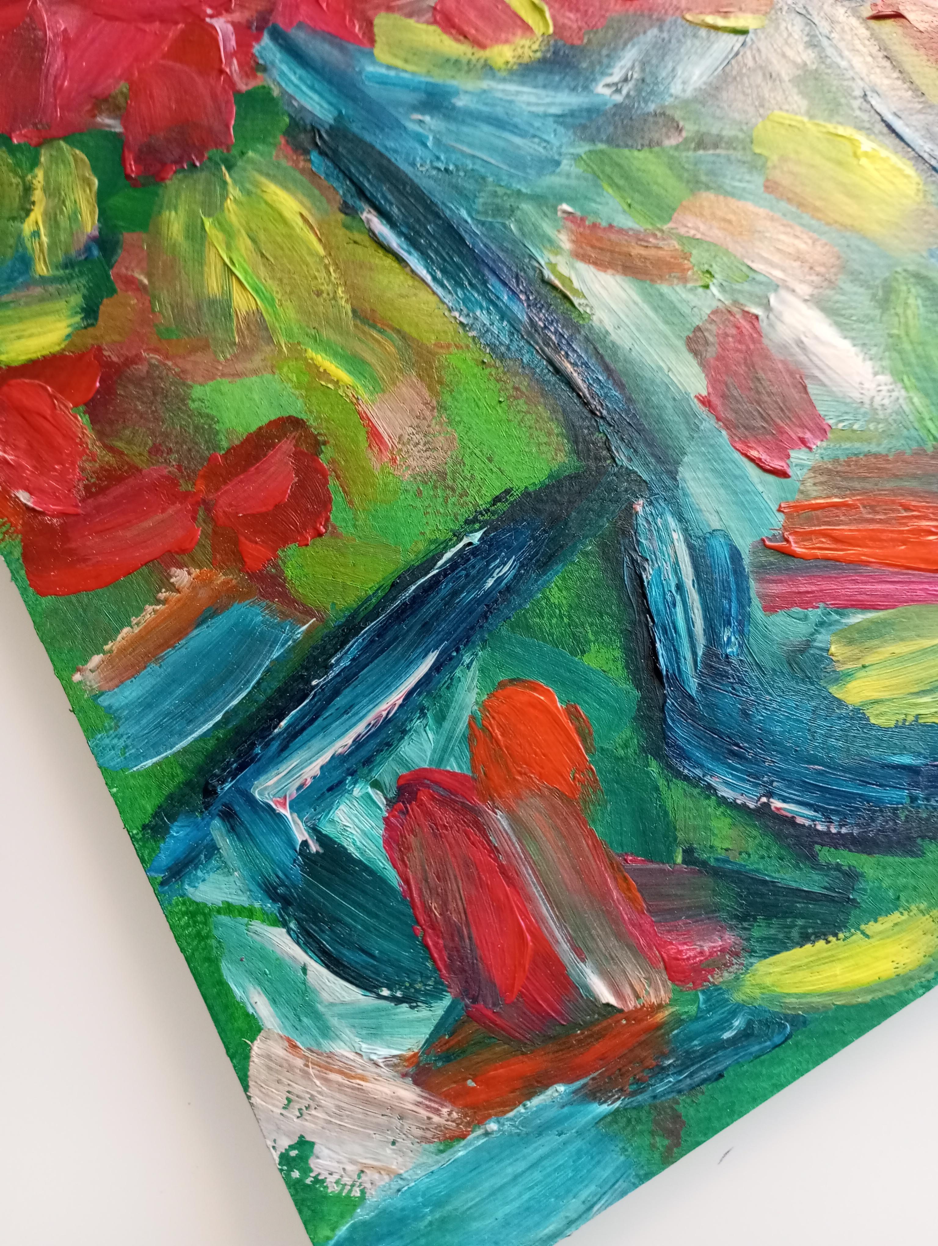 Contemporary oil floral artwork 