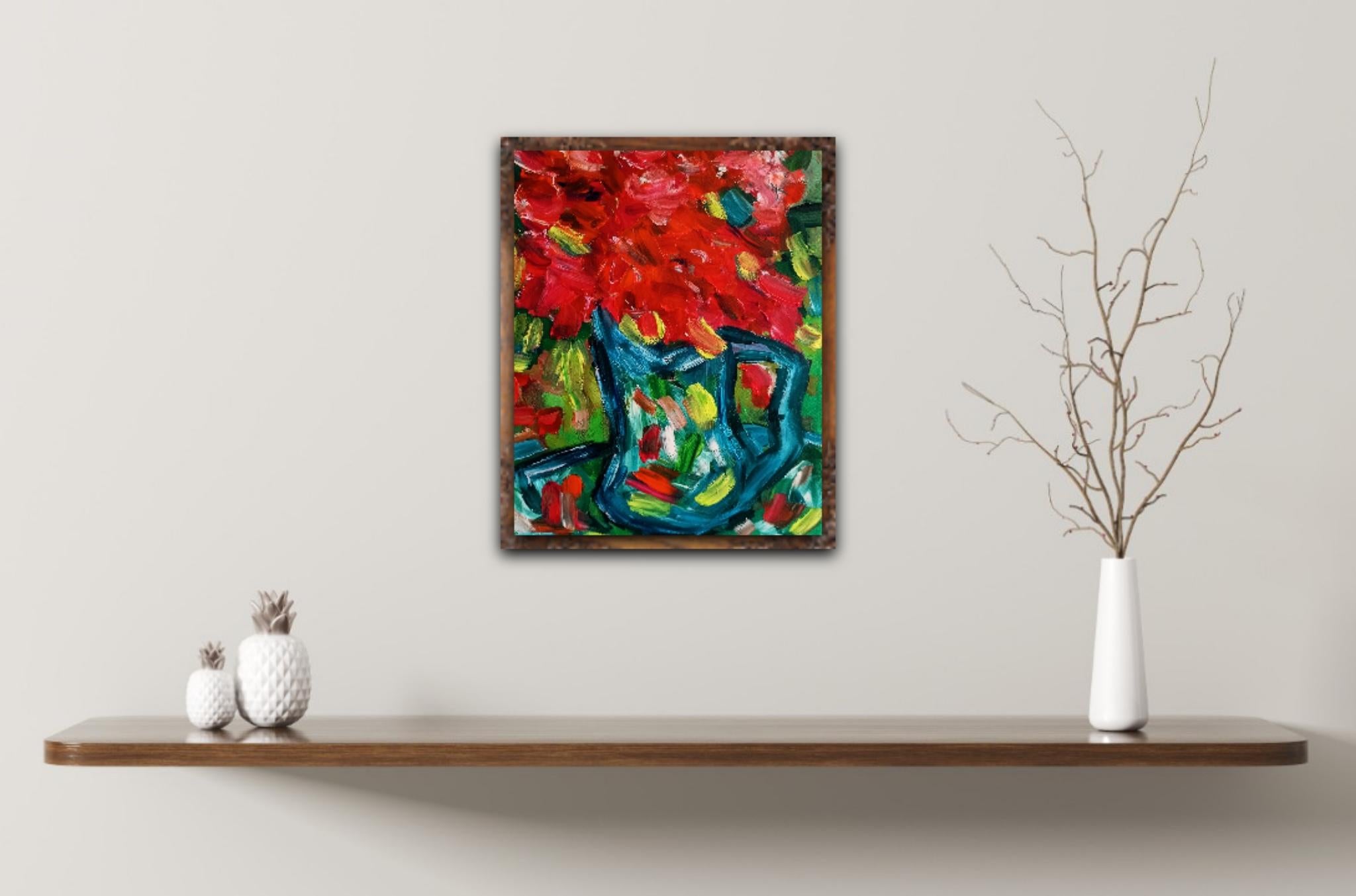 Contemporary oil floral artwork 