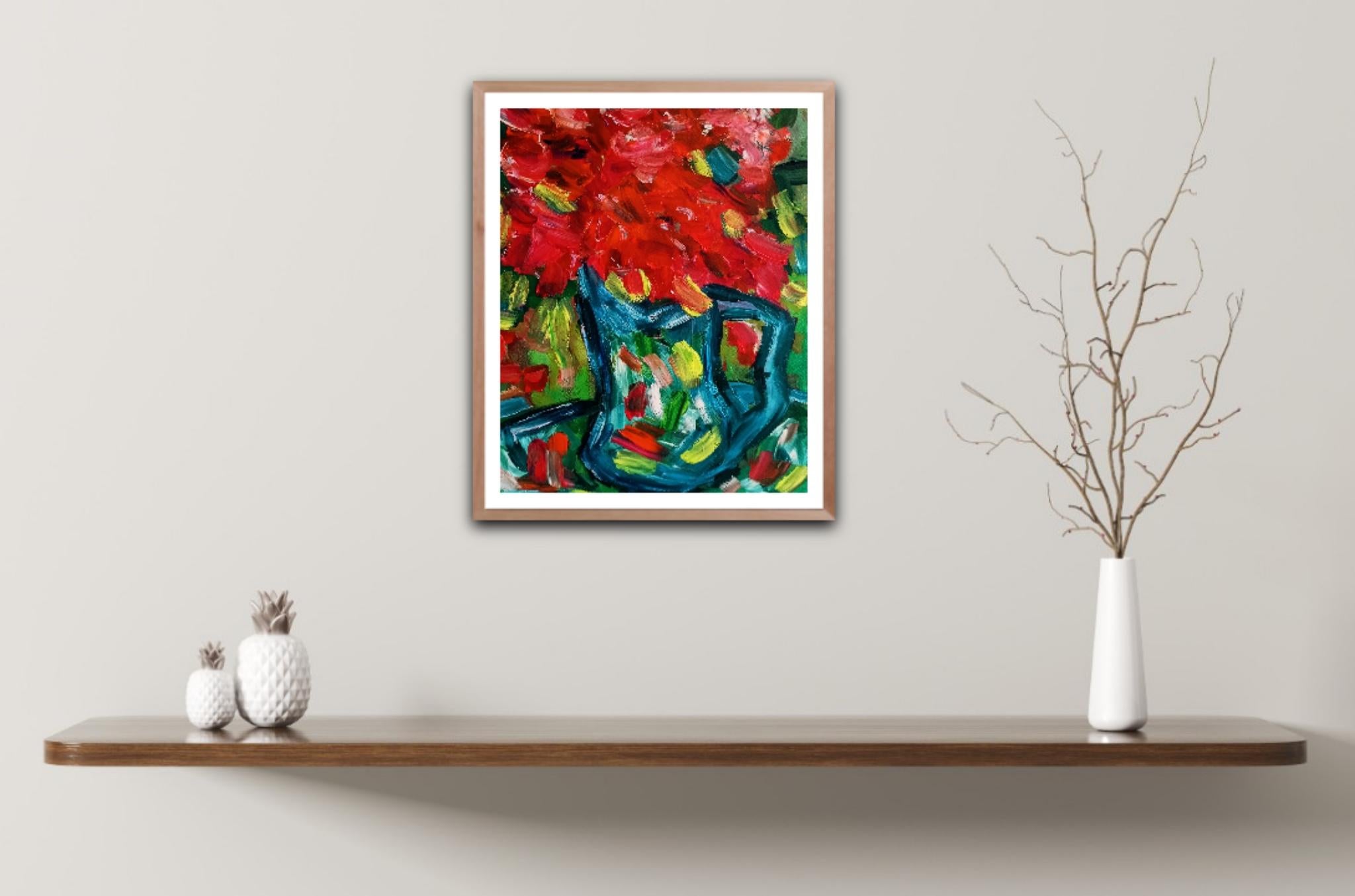 Contemporary oil floral artwork 