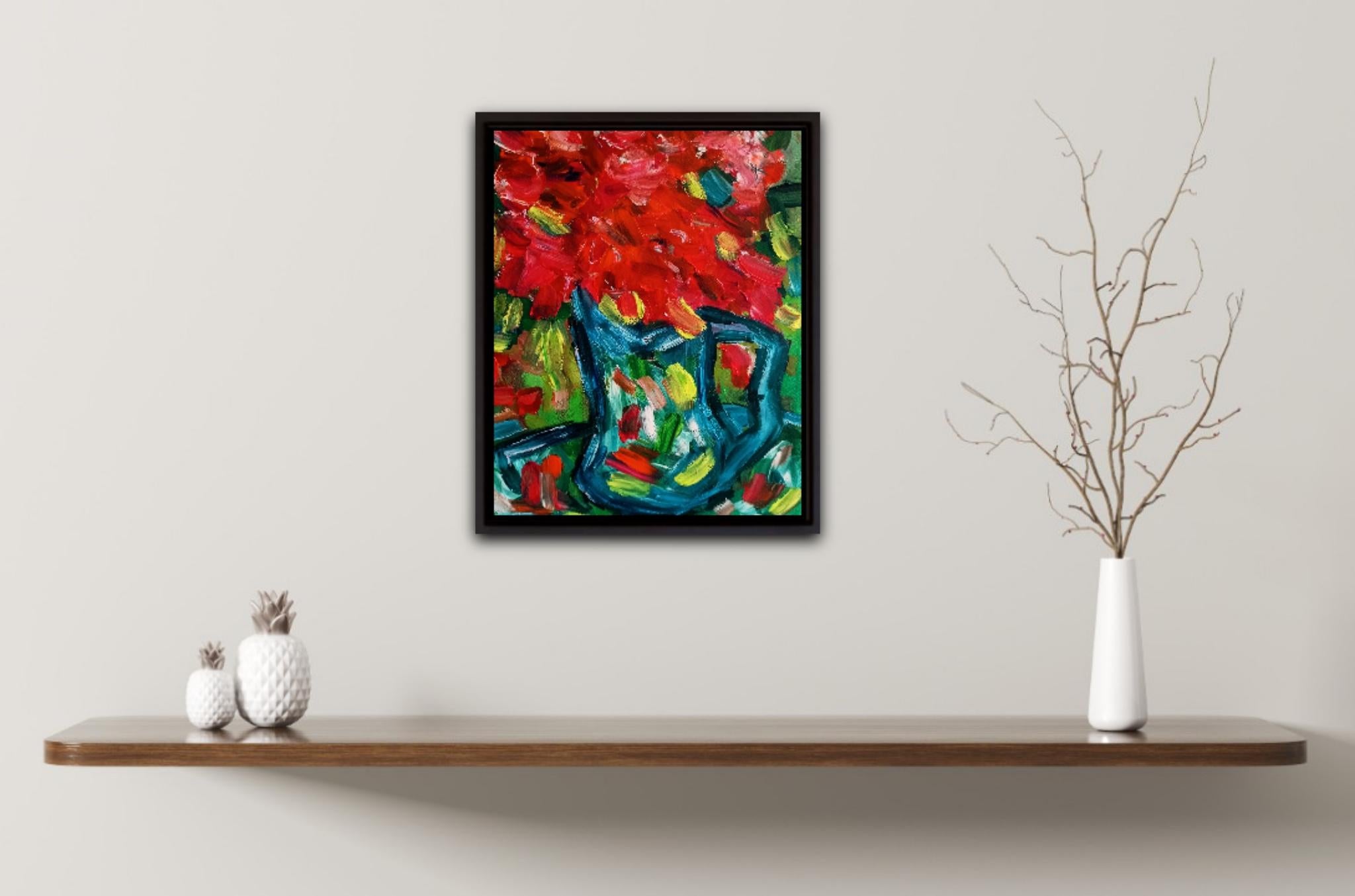 Contemporary oil floral artwork 