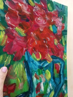Obra de arte floral contemporánea al óleo "Alegría de verano"