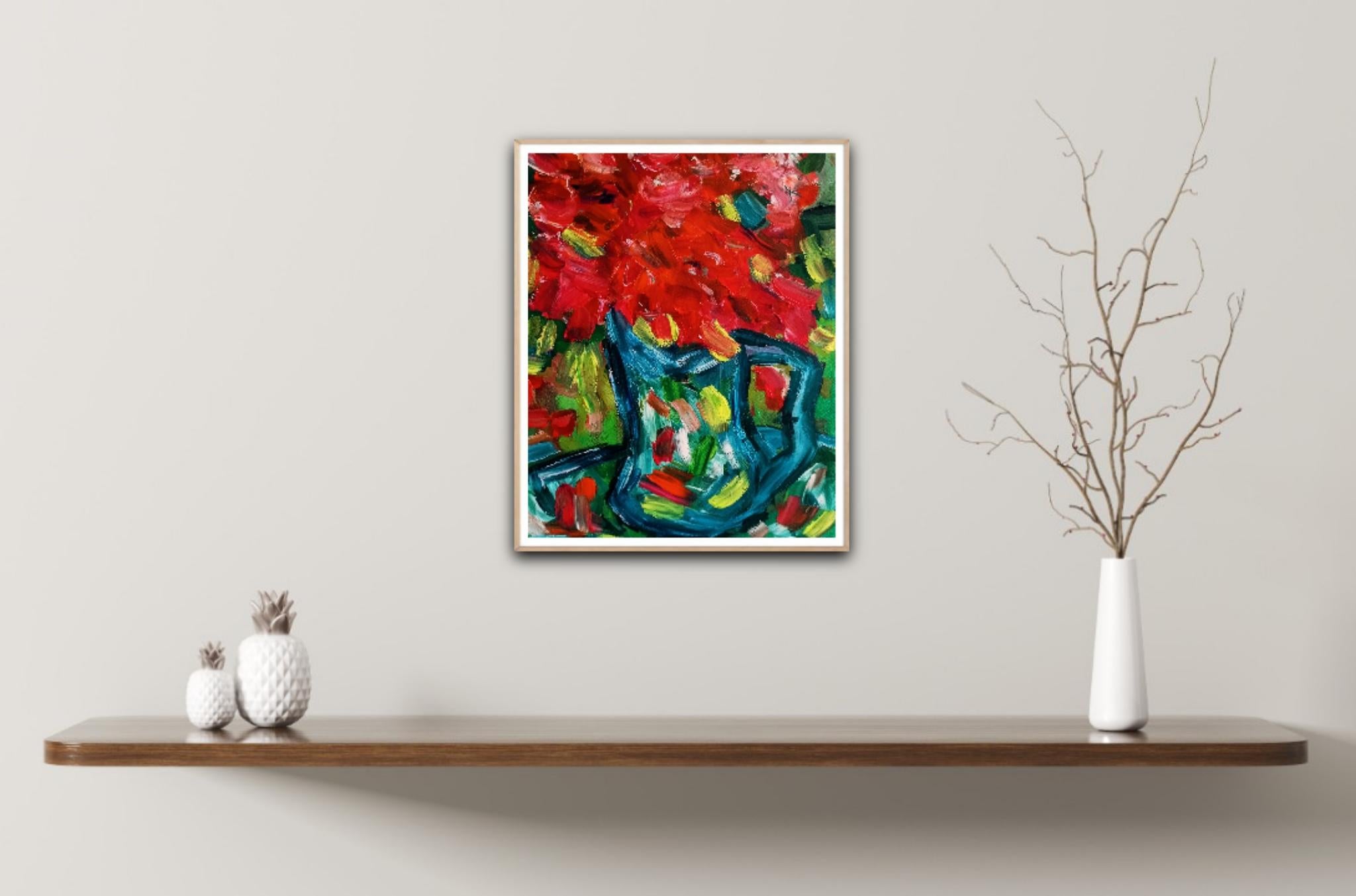 Contemporary oil floral artwork 