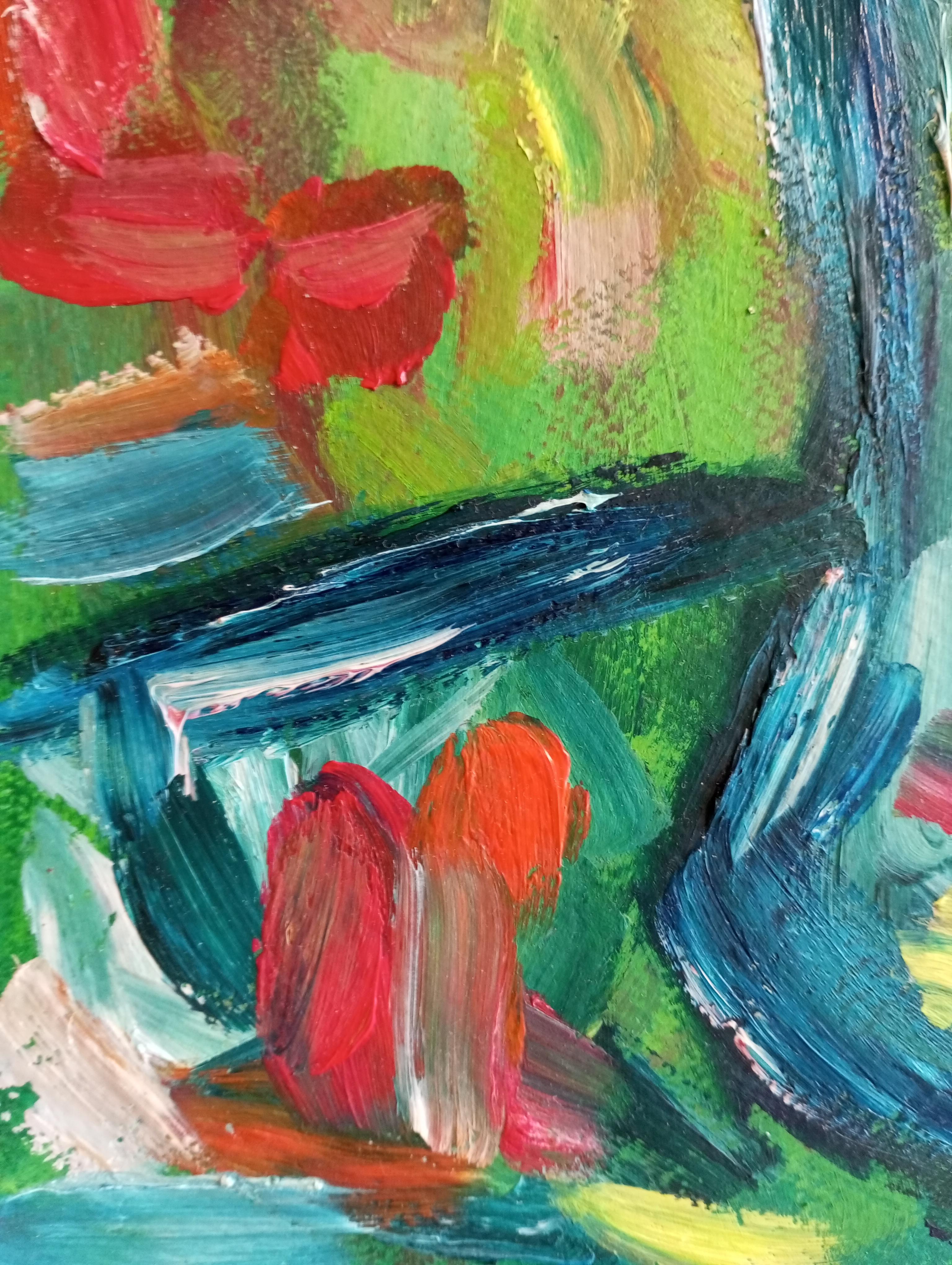 Contemporary oil floral artwork 