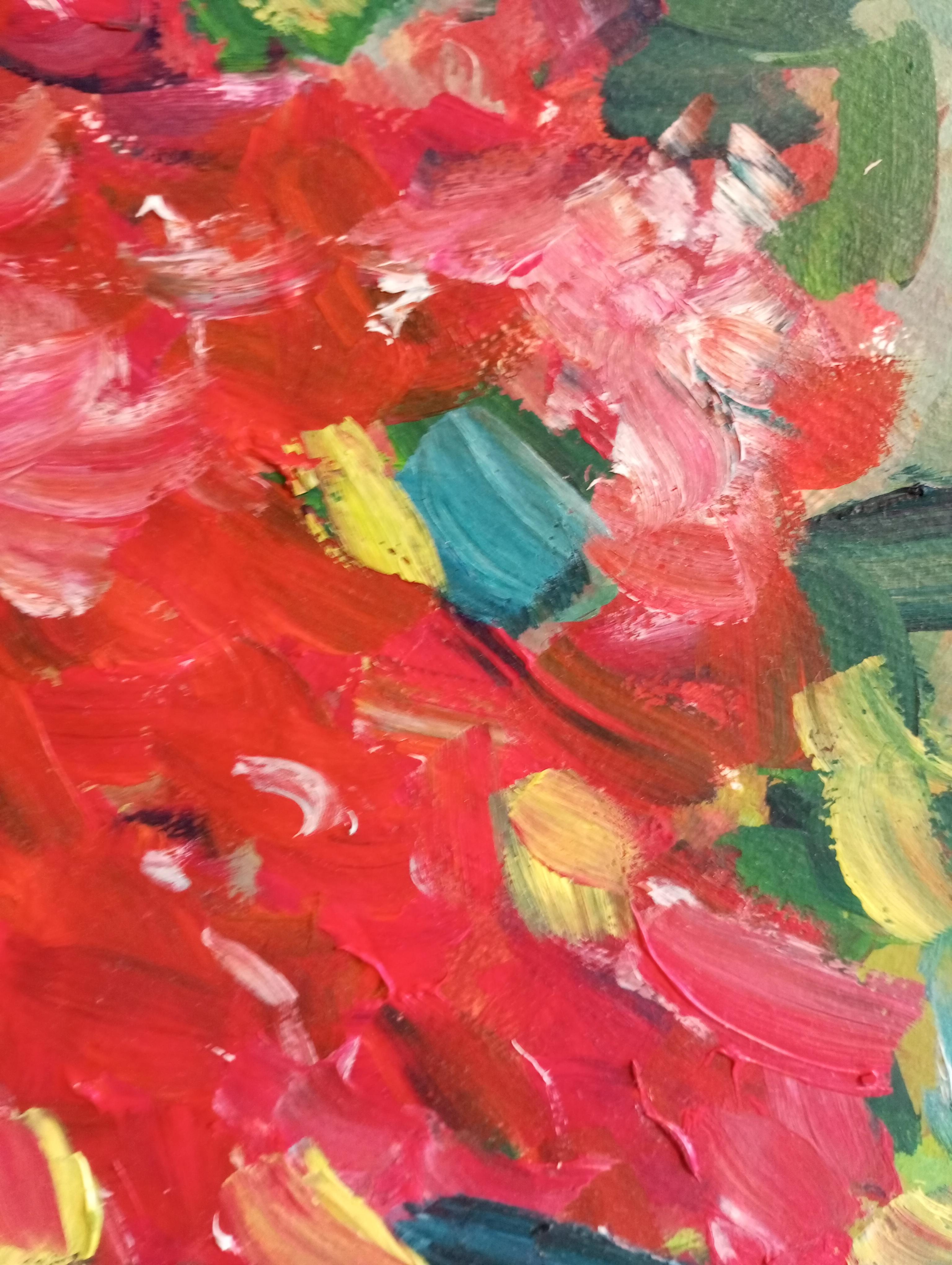 Contemporary oil floral artwork 