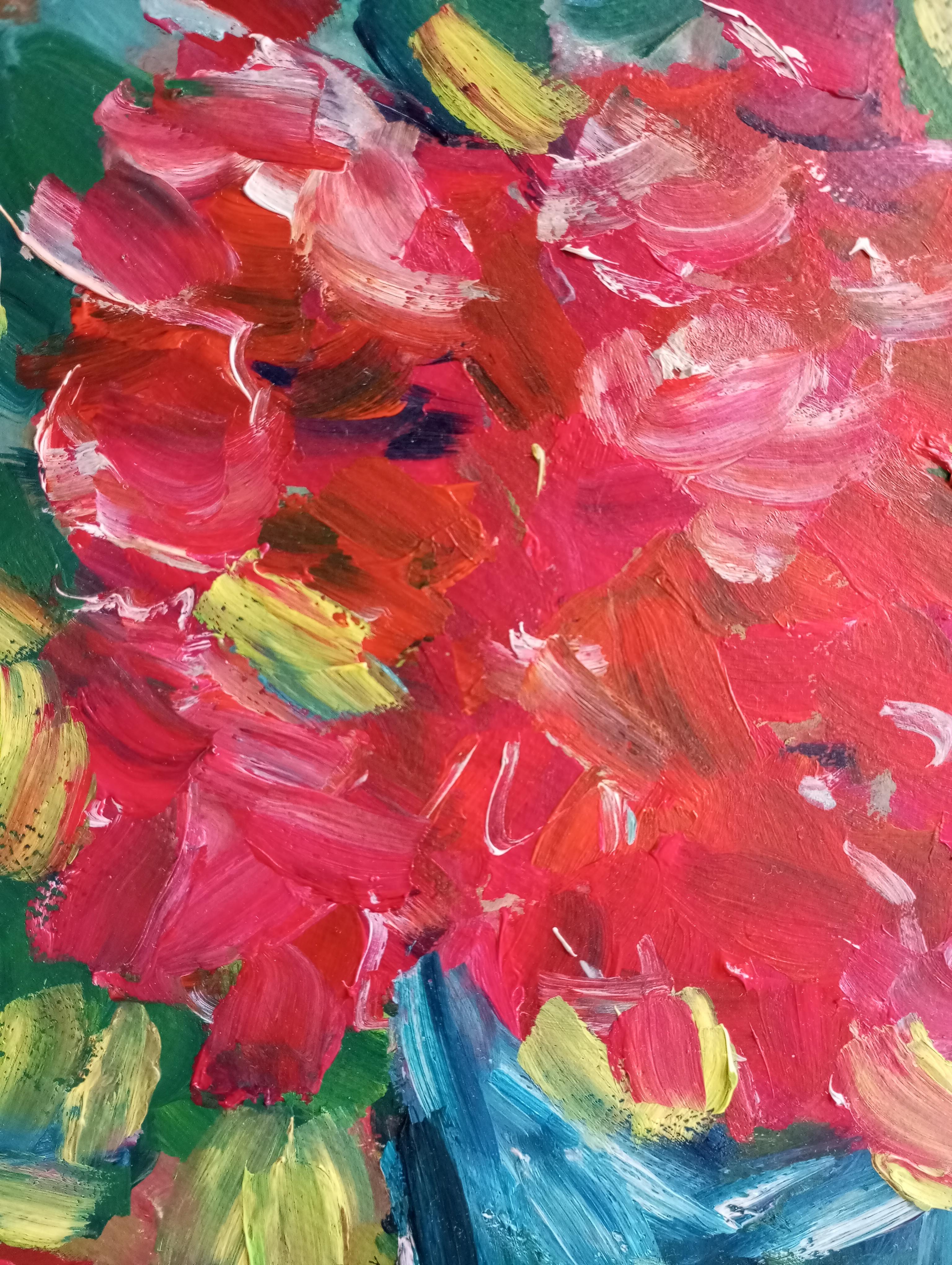 Contemporary oil floral artwork 