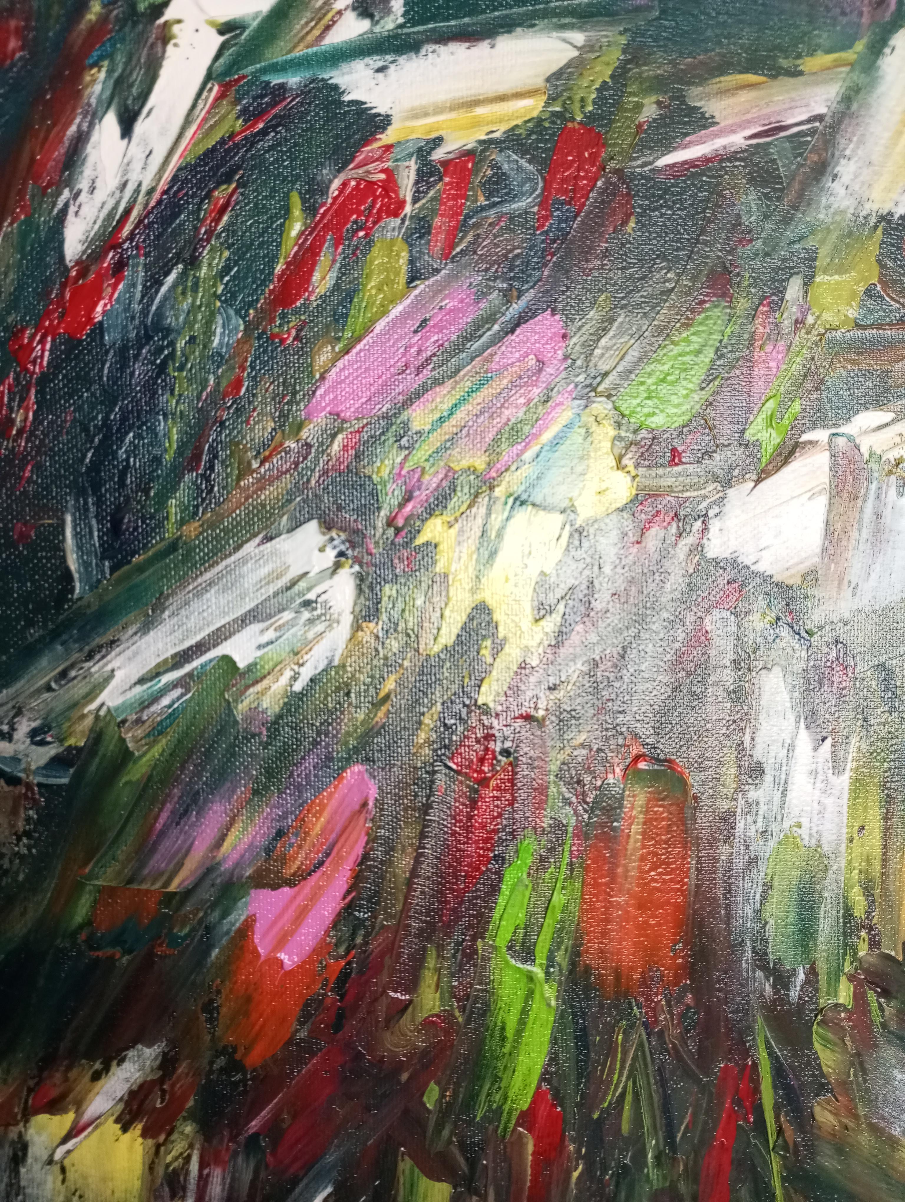 Lienzo al óleo abstracto impresionista expresivo naturaleza floral 