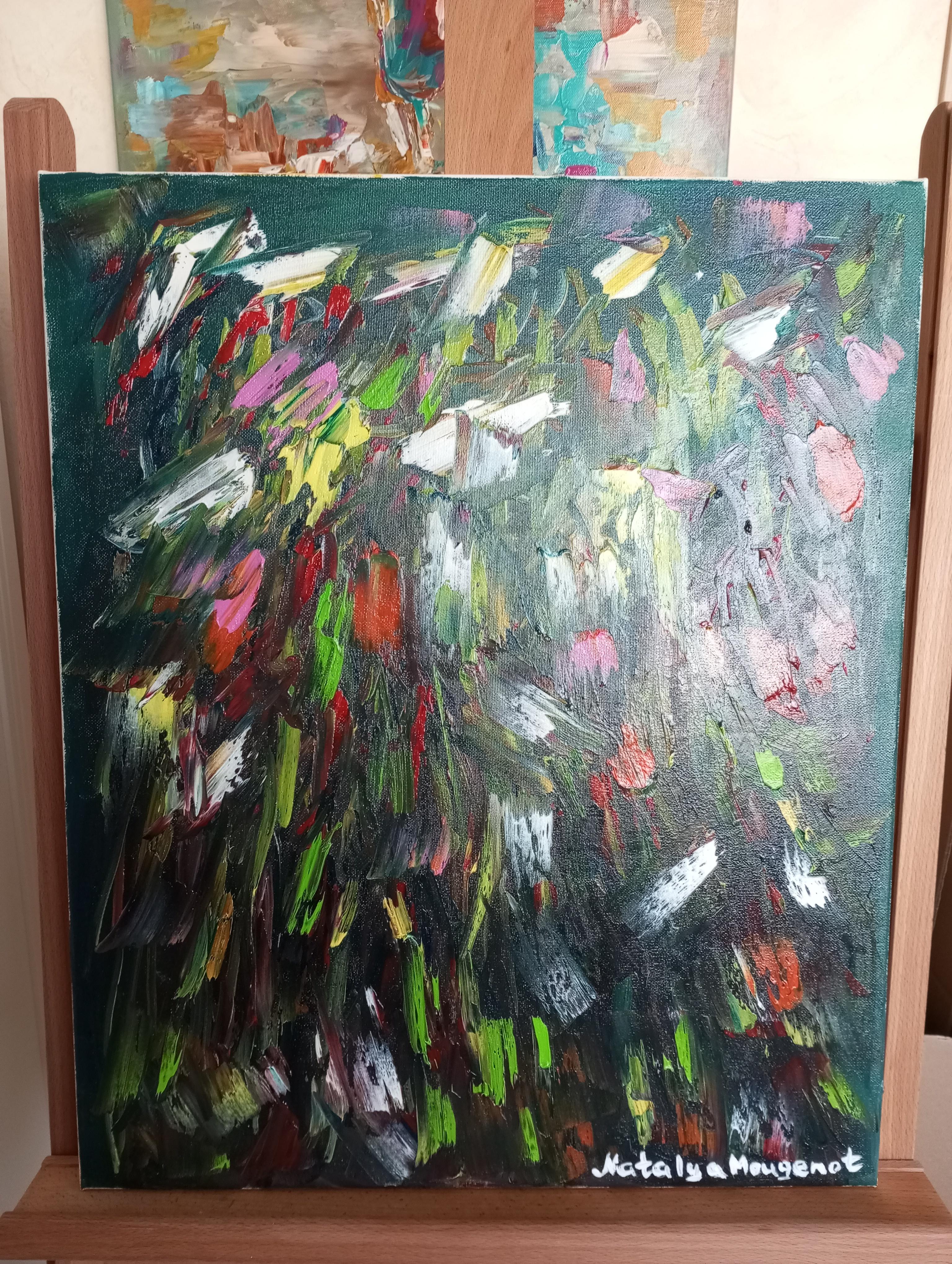 Lienzo al óleo abstracto impresionista expresivo naturaleza floral 