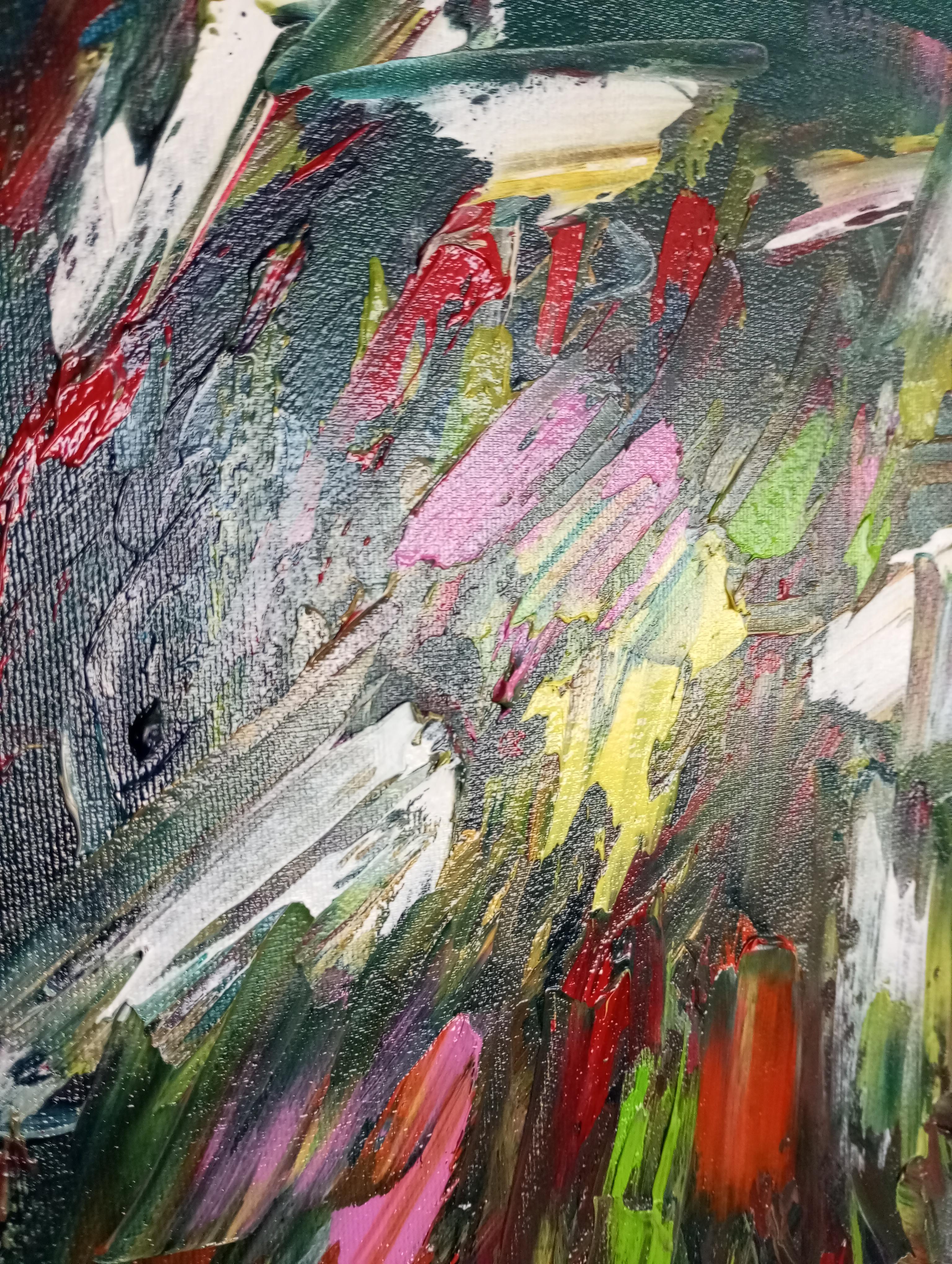 Lienzo al óleo abstracto impresionista expresivo naturaleza floral 
