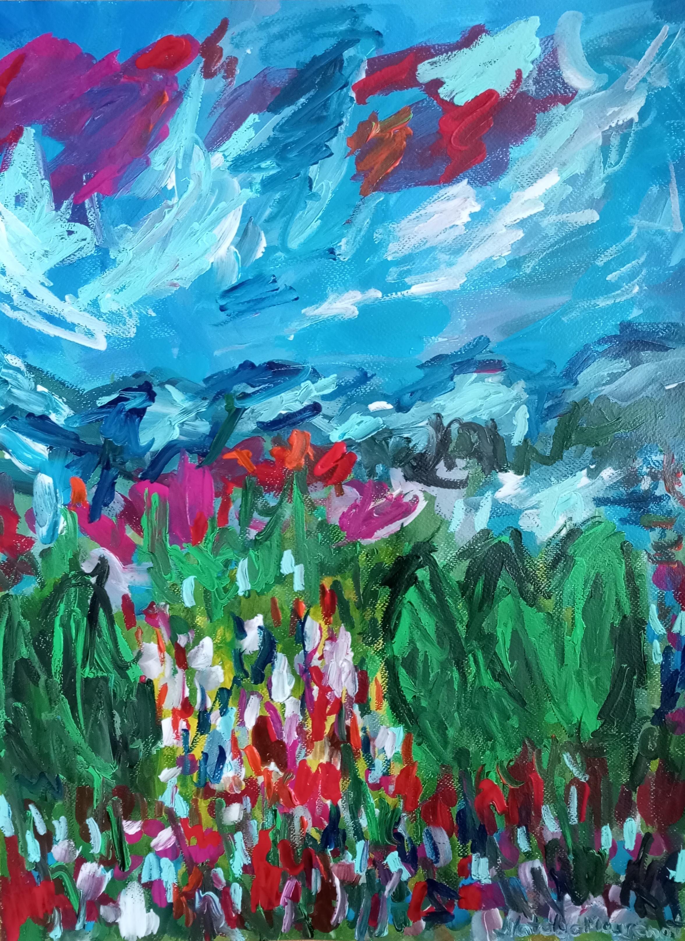 Natalya Mougenot  Abstract Painting - "Summer meadow in Provence"