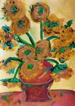 Sonnenblumen in einer Terrakotta-Vase