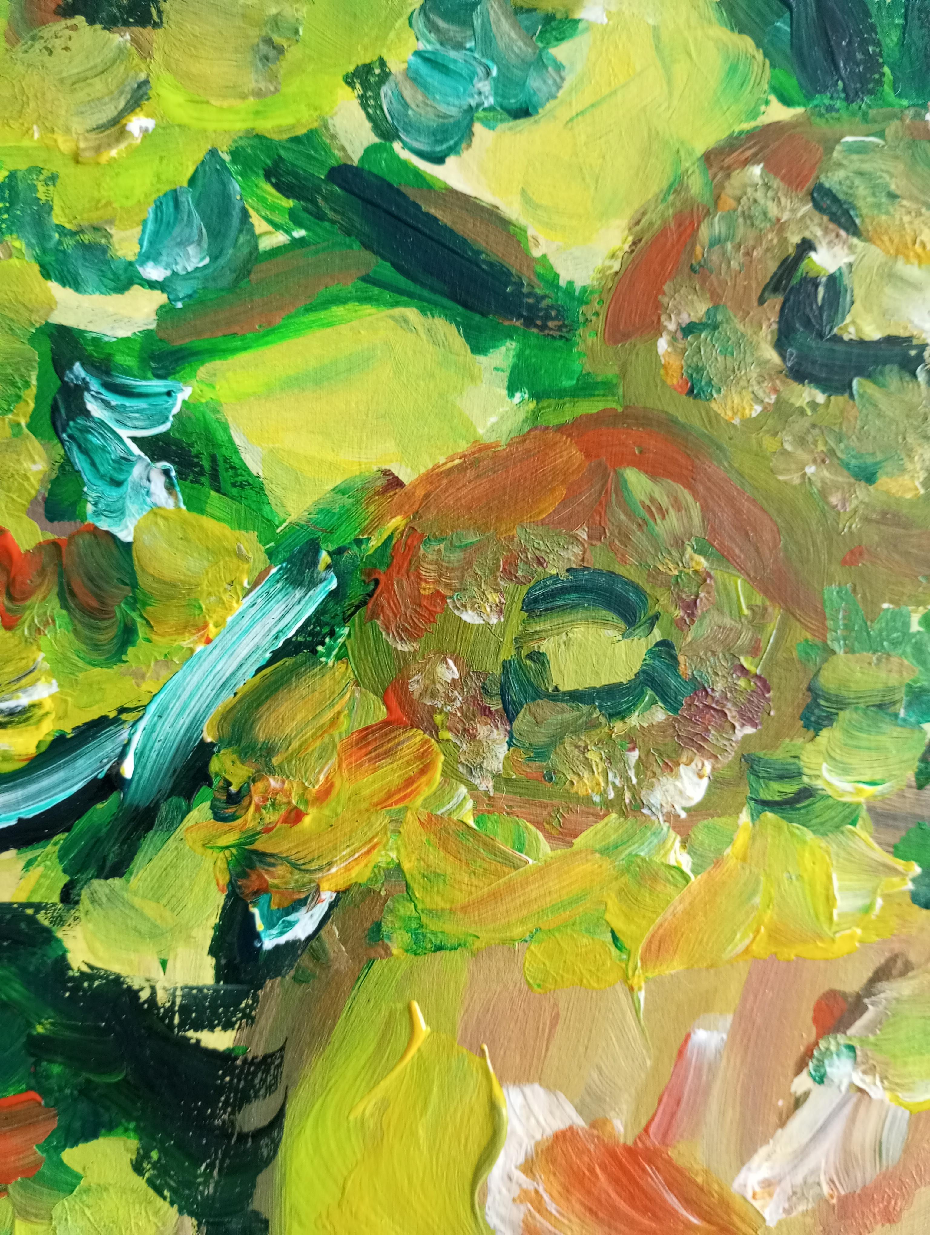 Contemporary impressionist artwork of sunflowers on paper inspired by Van Gogh For Sale 10