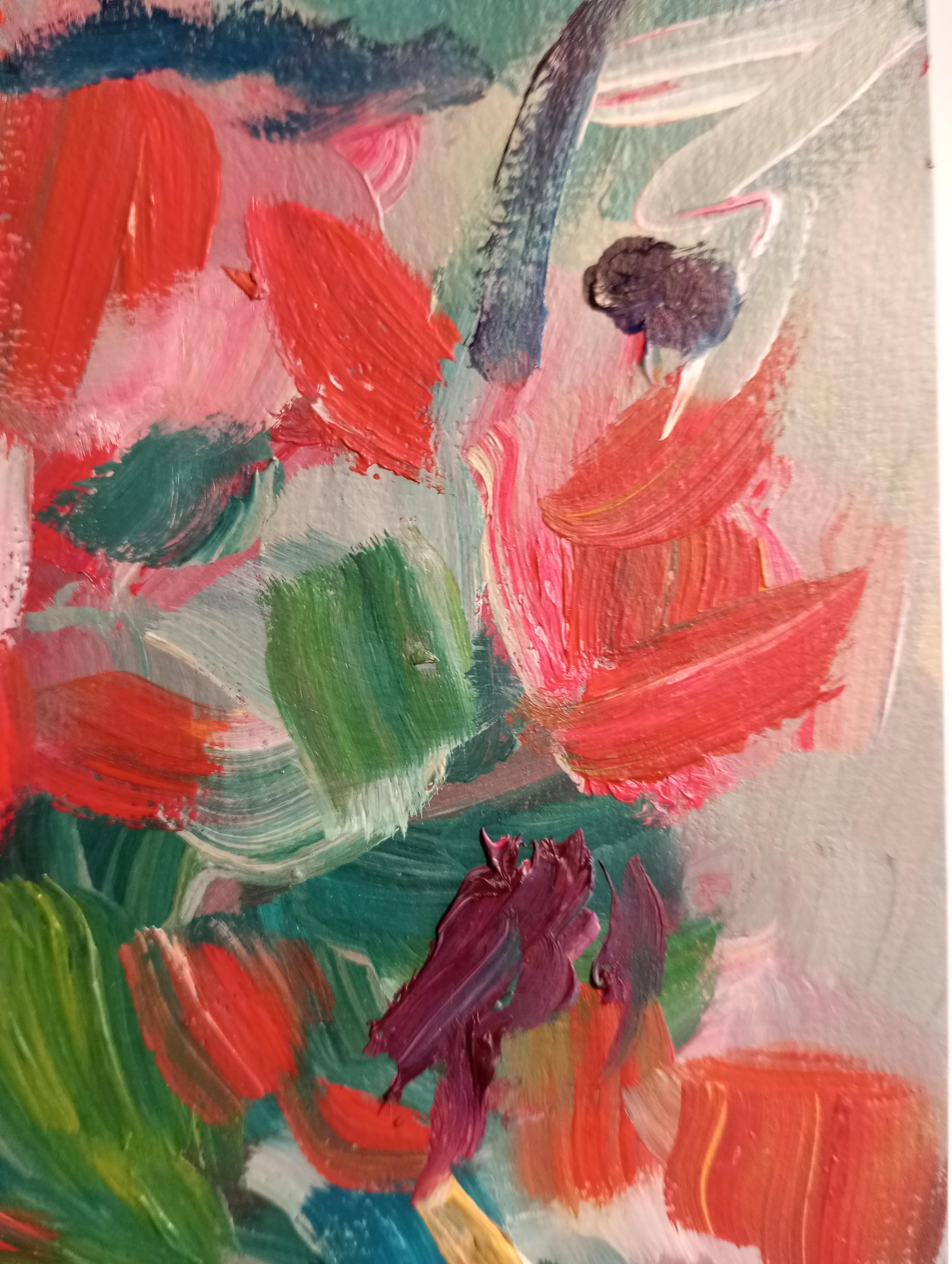 „Sweet memories“ (impressionistisches Blumenstrauß-Ölgemälde auf Papier) im Angebot 5