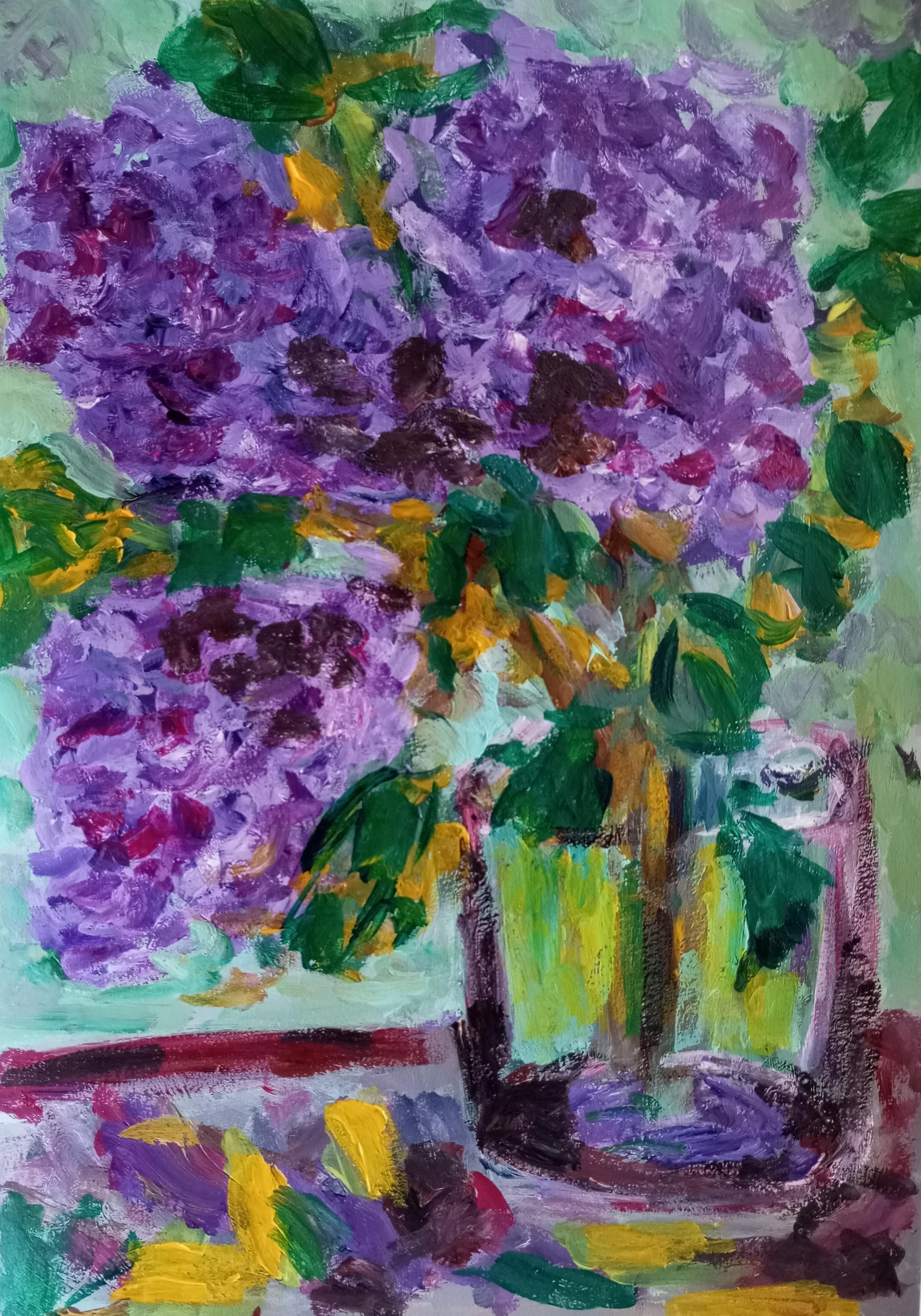 Natalya Mougenot  Figurative Art - Sweet memories of lilacs 
