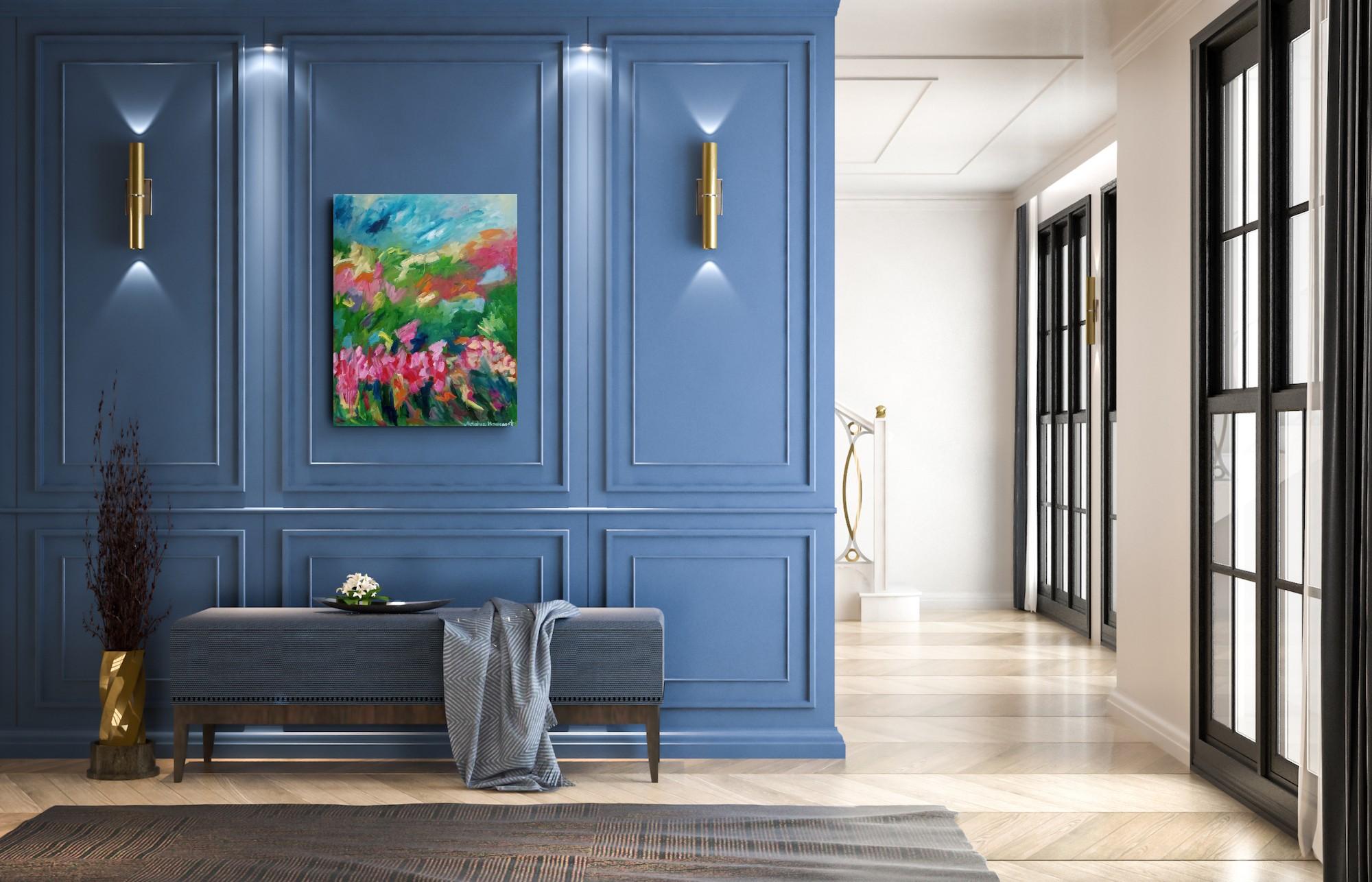 Esta expresiva obra de arte floral abstracta, titulada 