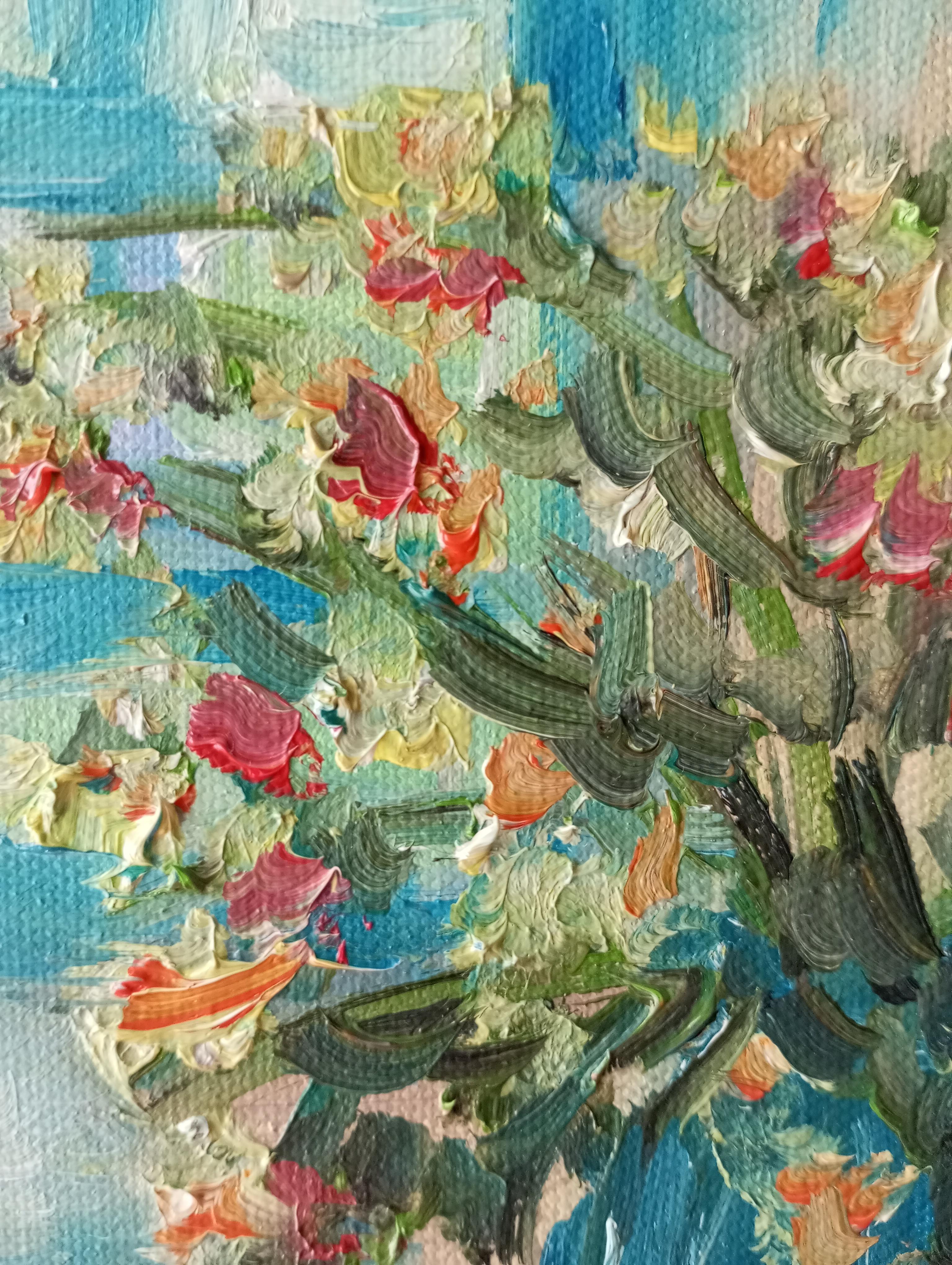 The warm glow of sunshine in the morning (still life painting of flowers) For Sale 10