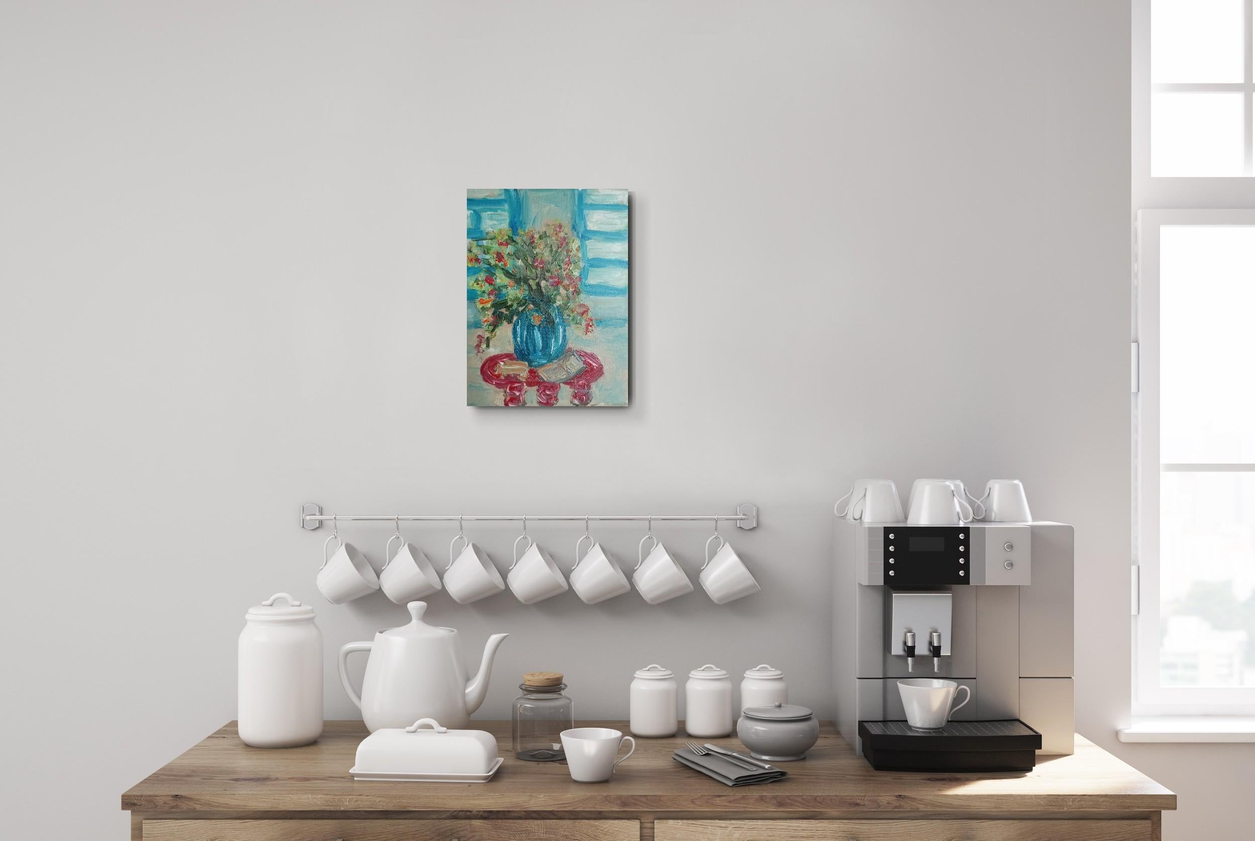 The warm glow of sunshine in the morning (still life painting of flowers) For Sale 1