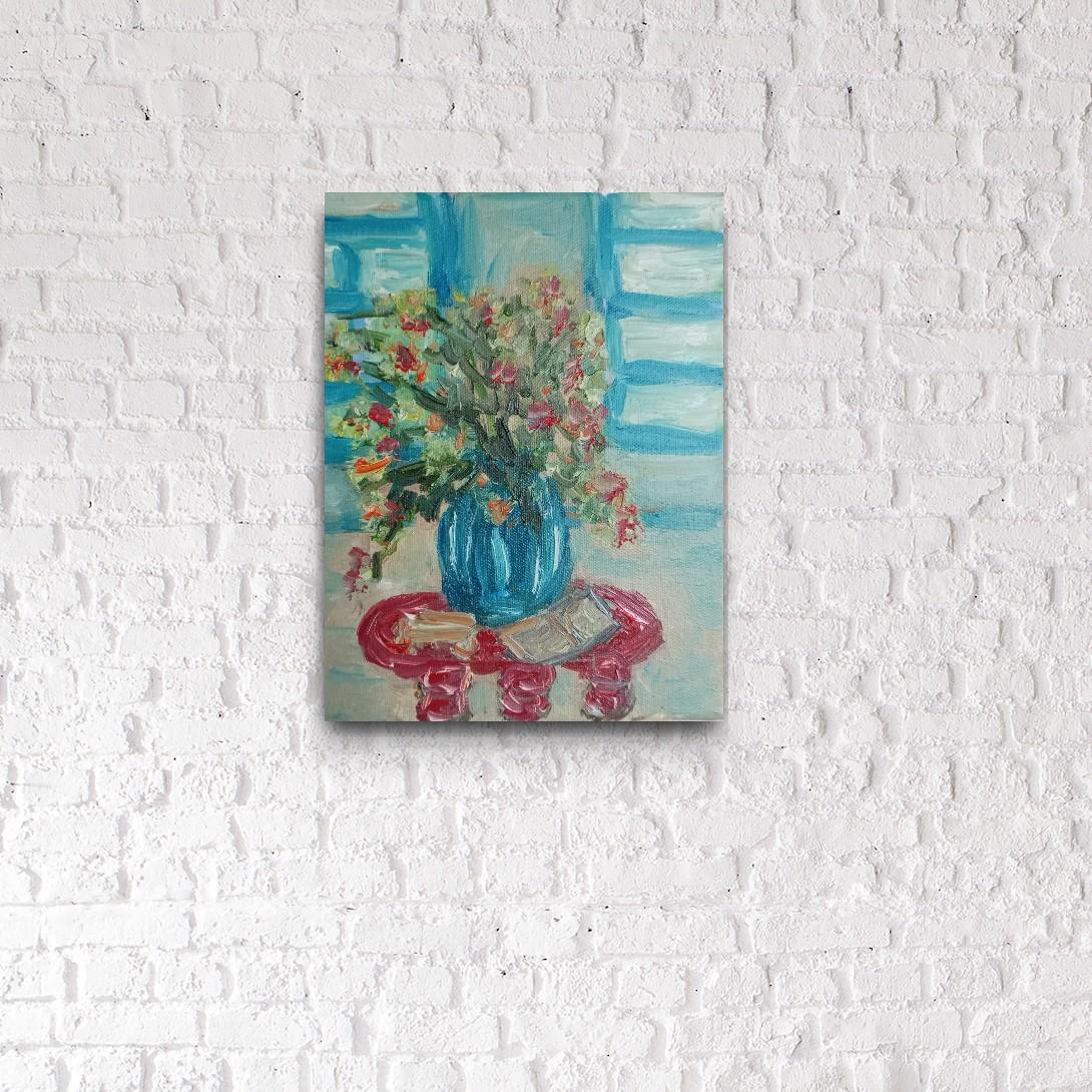 The warm glow of sunshine in the morning (still life painting of flowers) For Sale 3