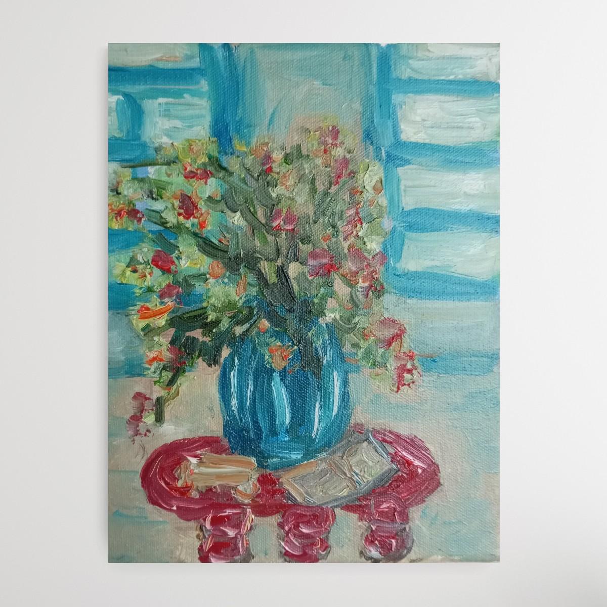The warm glow of sunshine in the morning (still life painting of flowers) For Sale 4