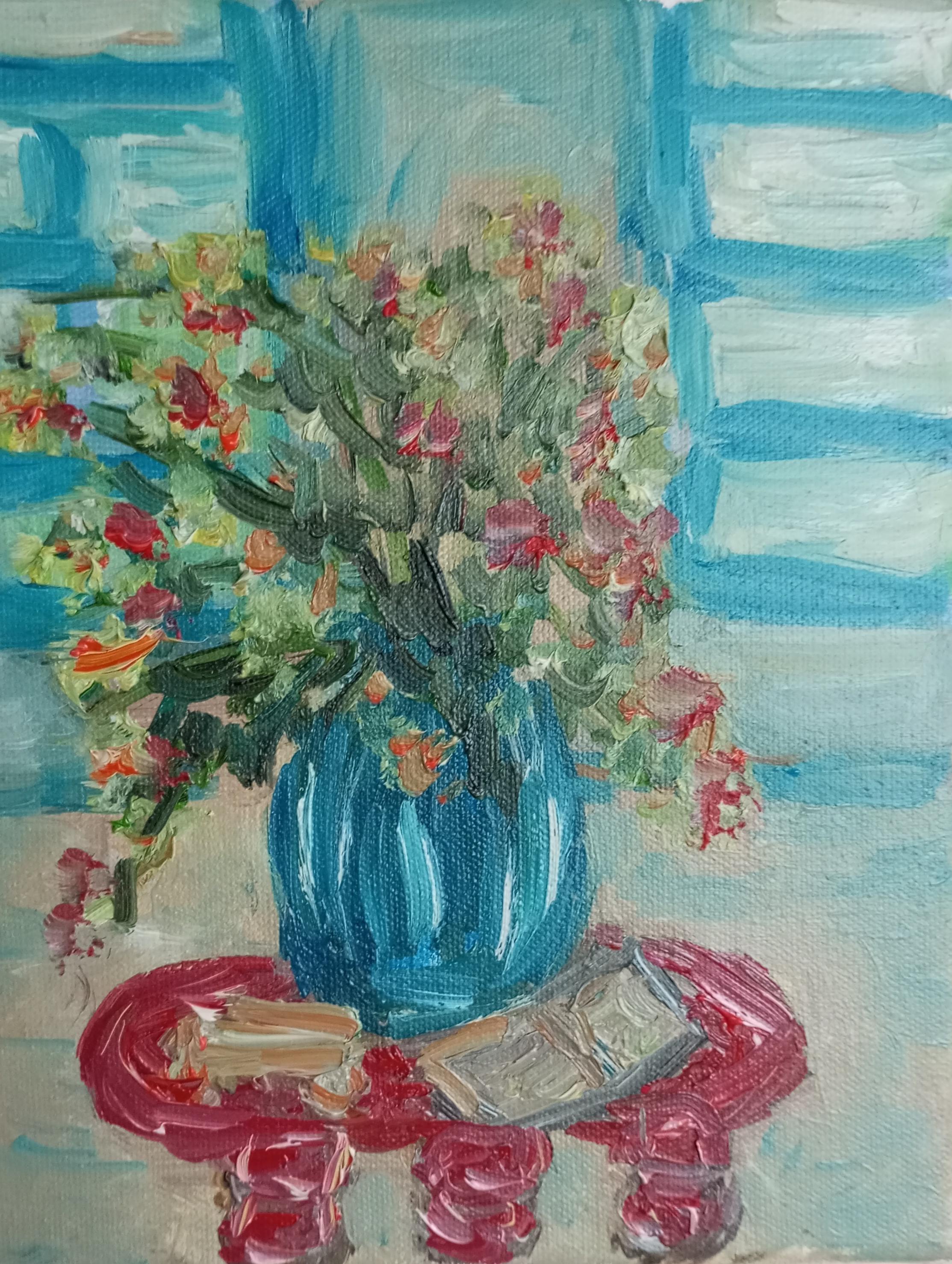 Natalya Mougenot  Figurative Painting - The warm glow of sunshine in the morning (still life painting of flowers)