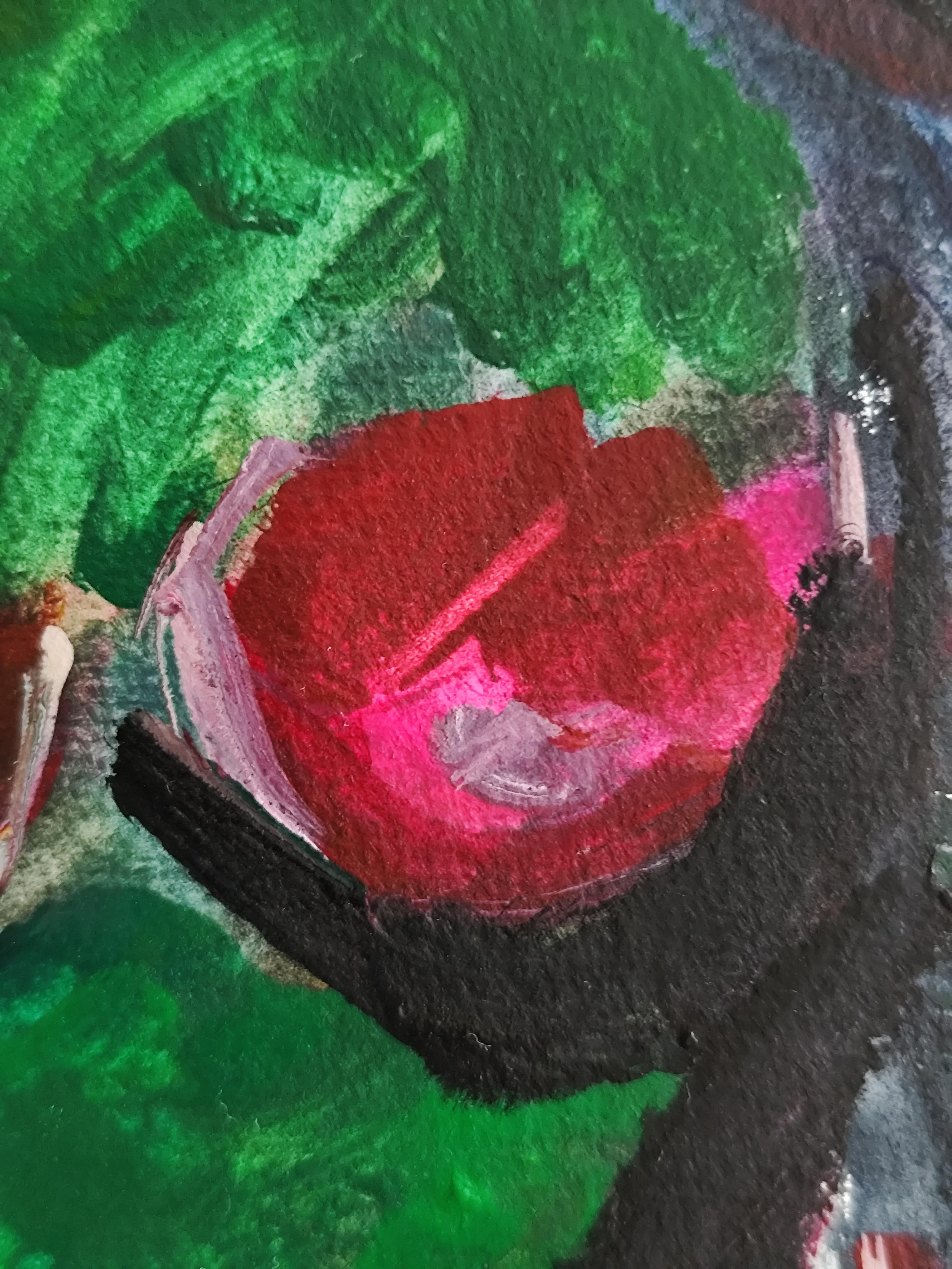Pittura astratta figurativa di donna su carta 