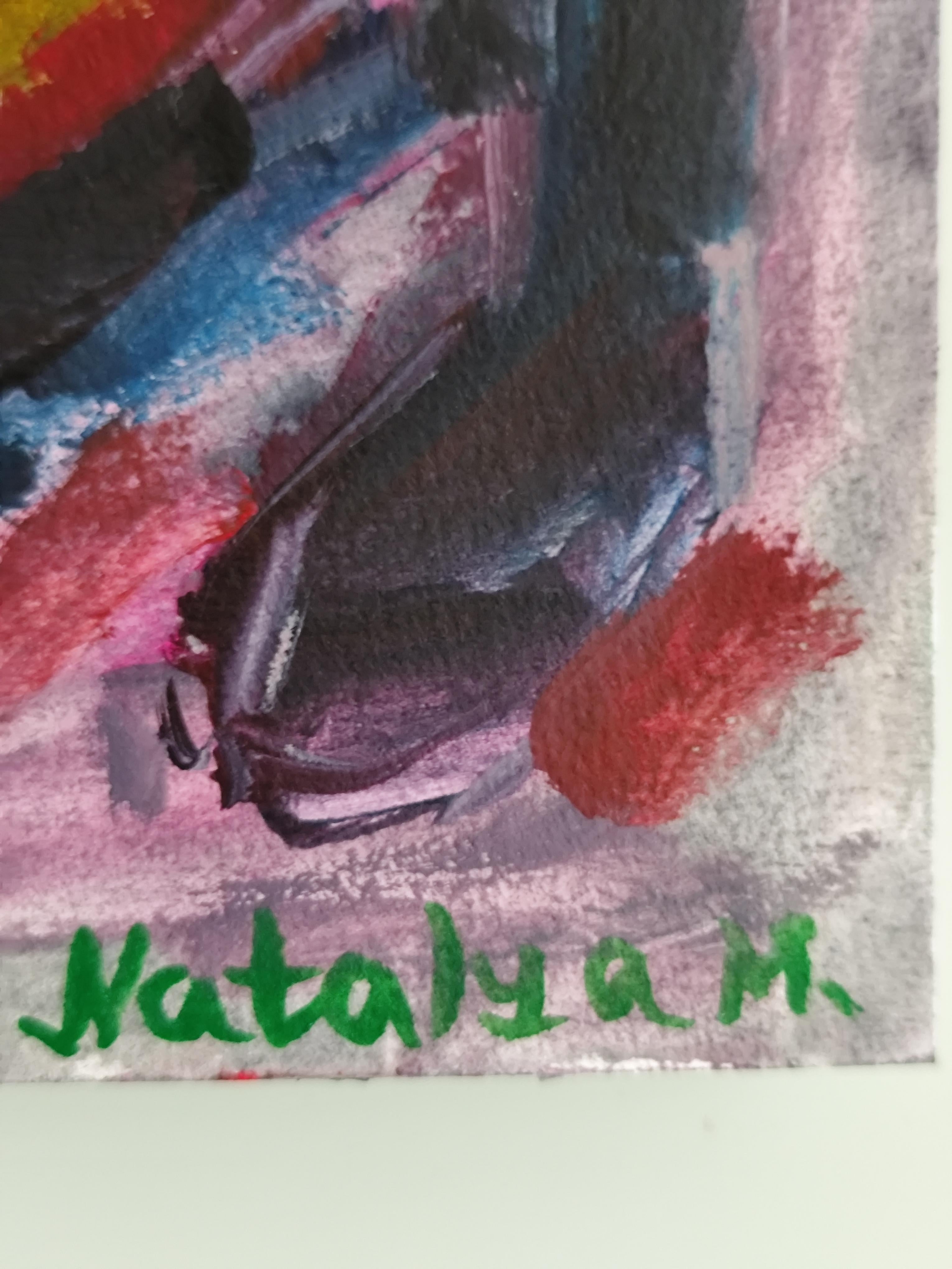 Pittura astratta figurativa di donna su carta 