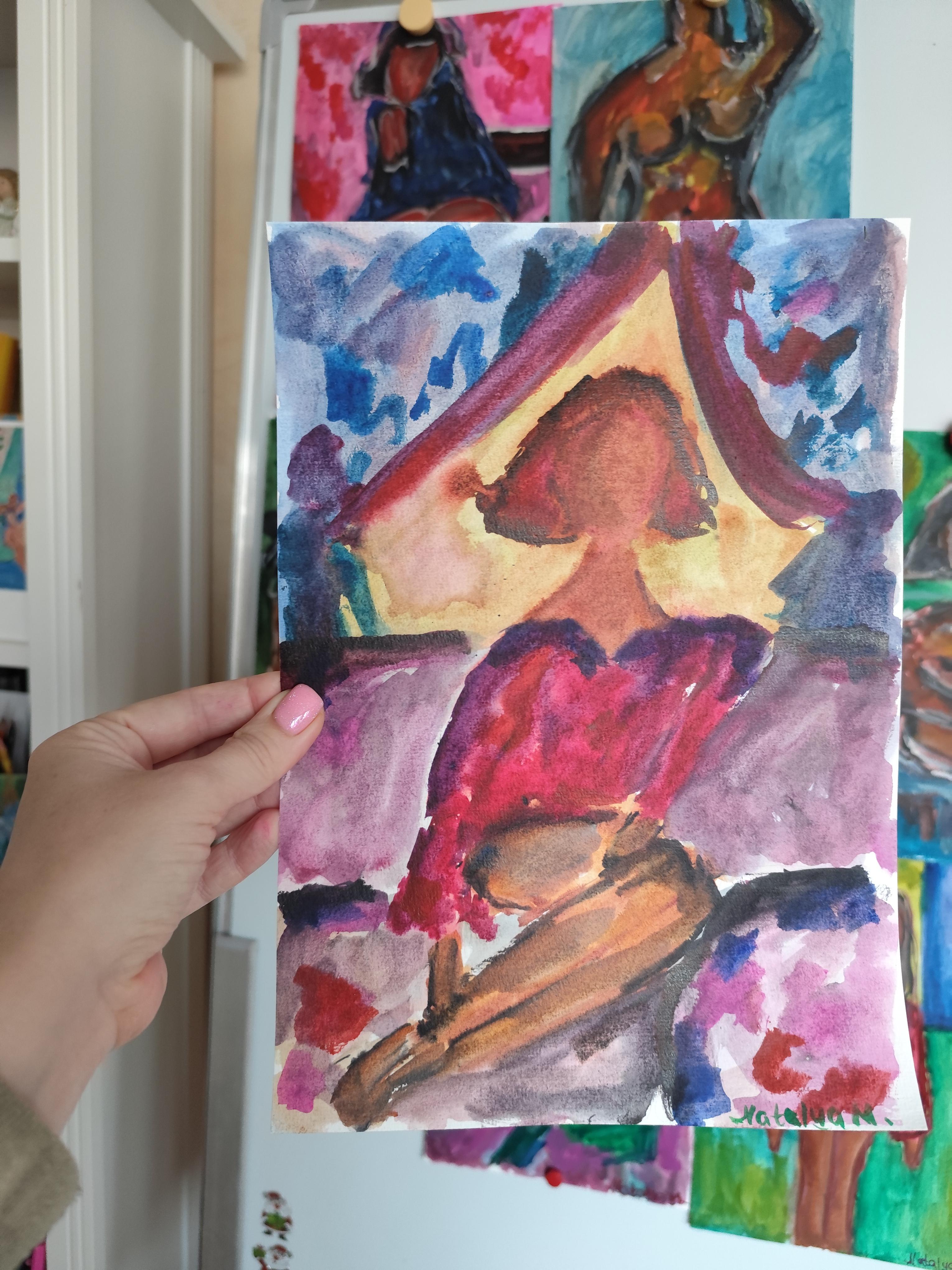 Peinture expressionniste abstraite contemporaine femme 