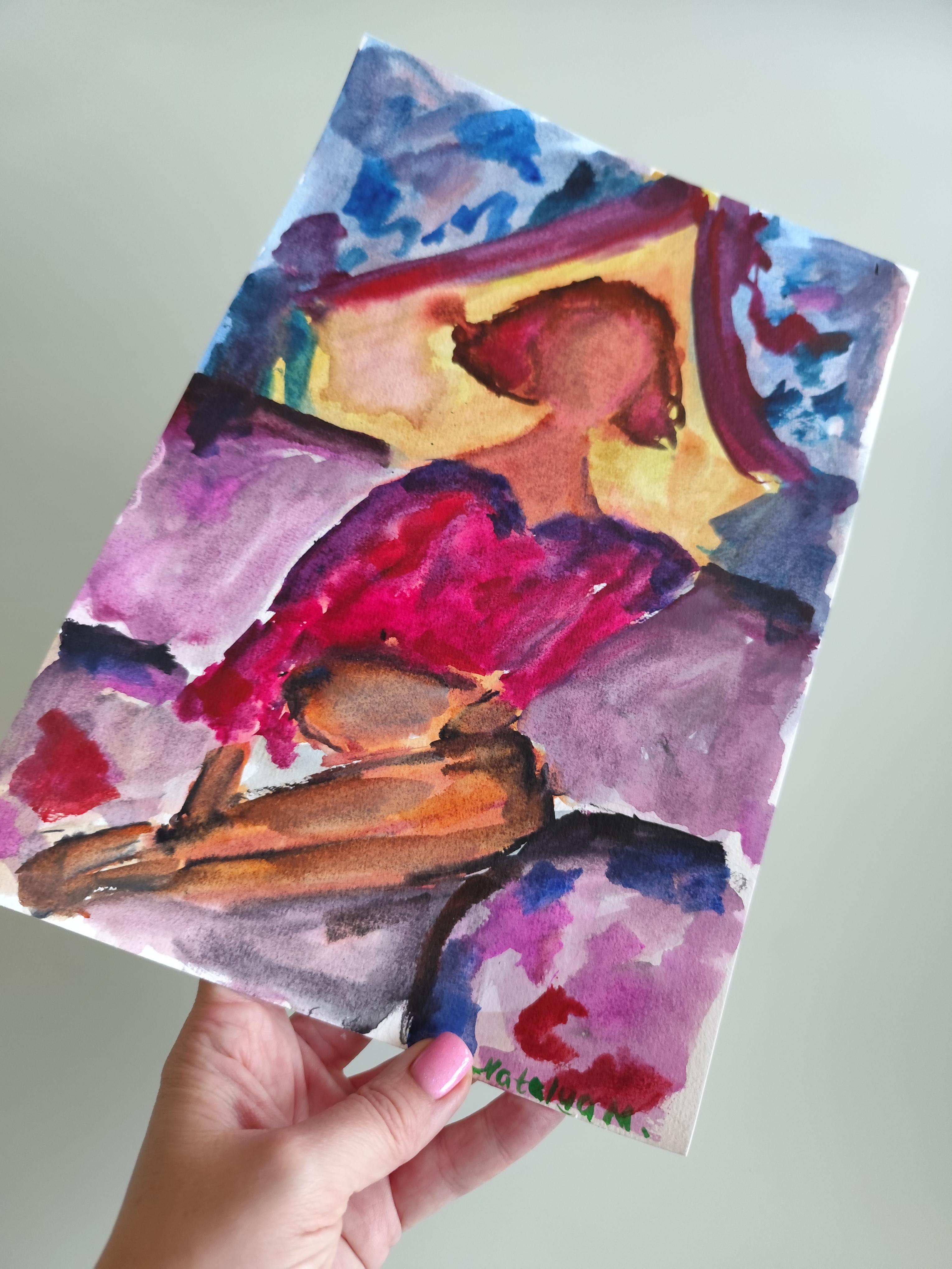 Peinture expressionniste abstraite contemporaine femme 
