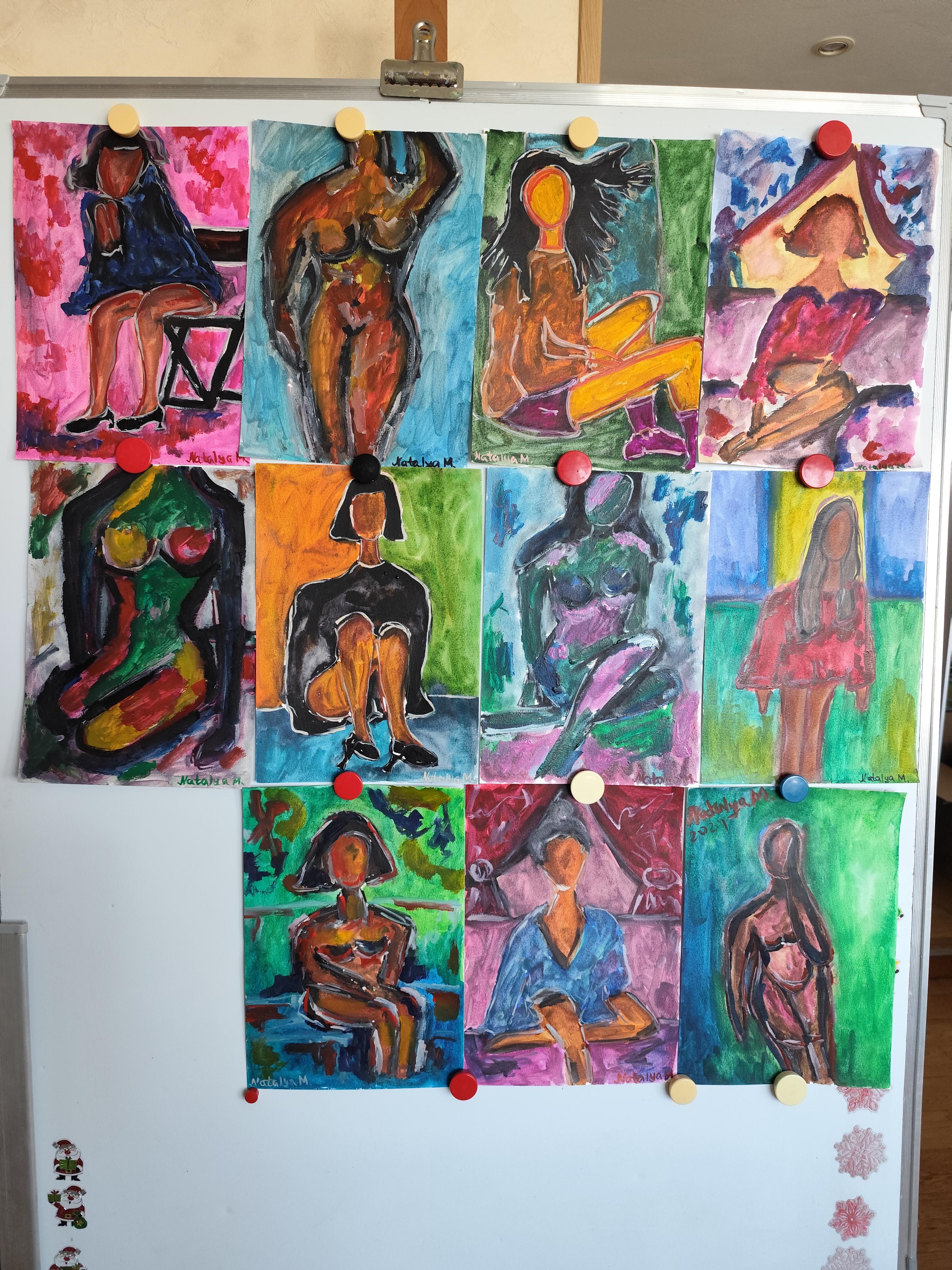 Peinture expressionniste abstraite contemporaine femme 