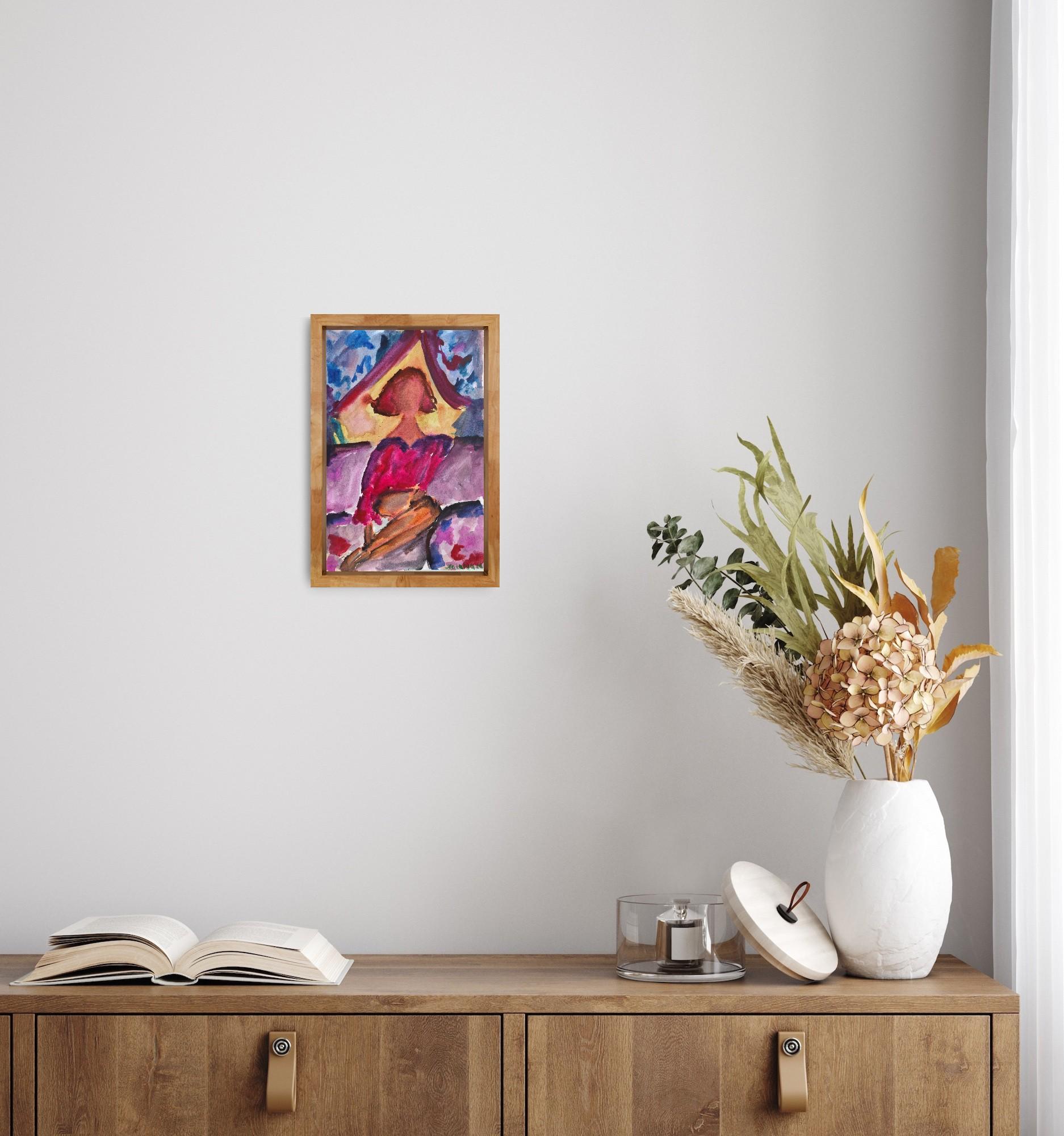 Peinture expressionniste abstraite contemporaine femme 