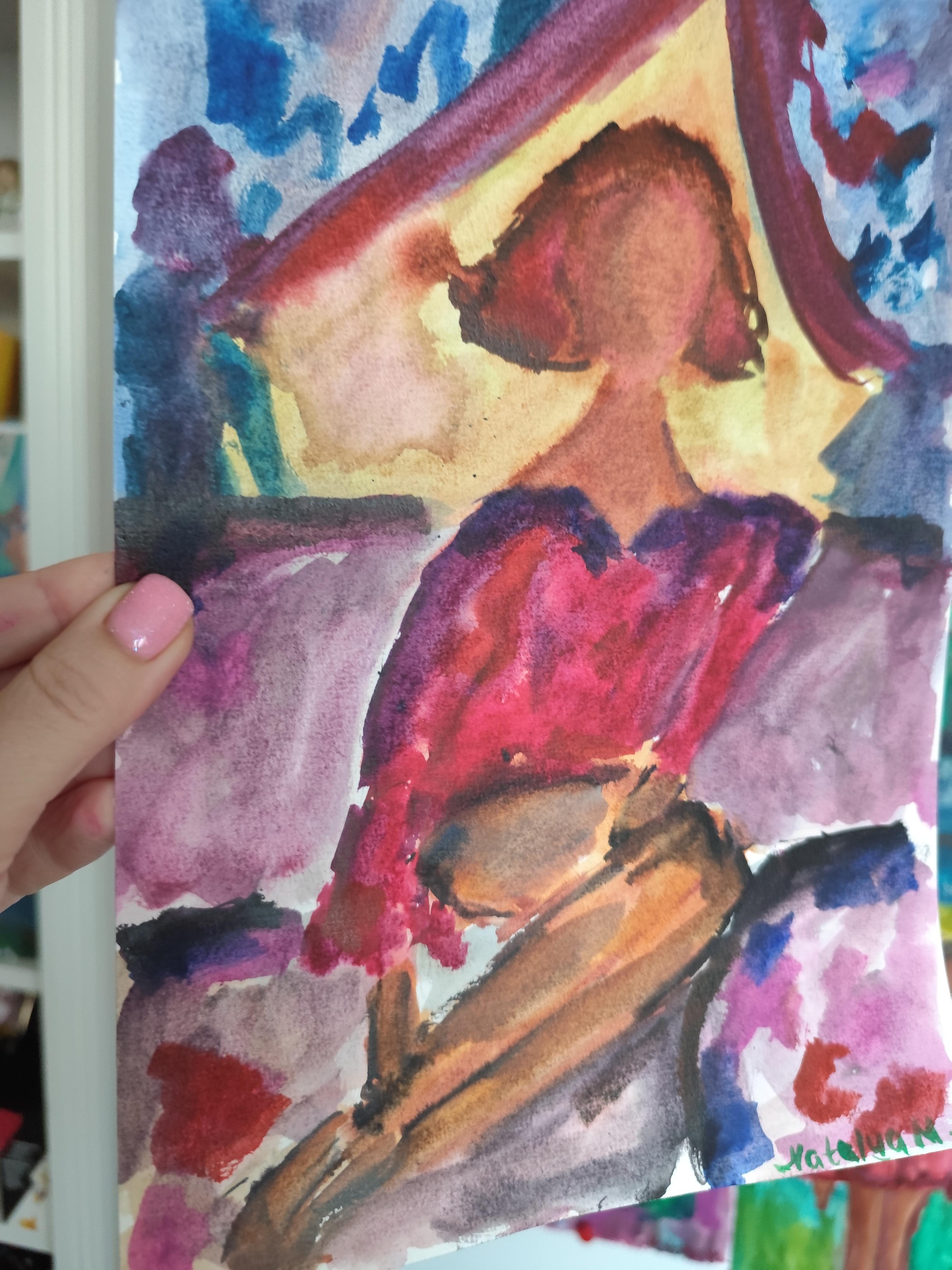 Peinture expressionniste abstraite contemporaine femme 