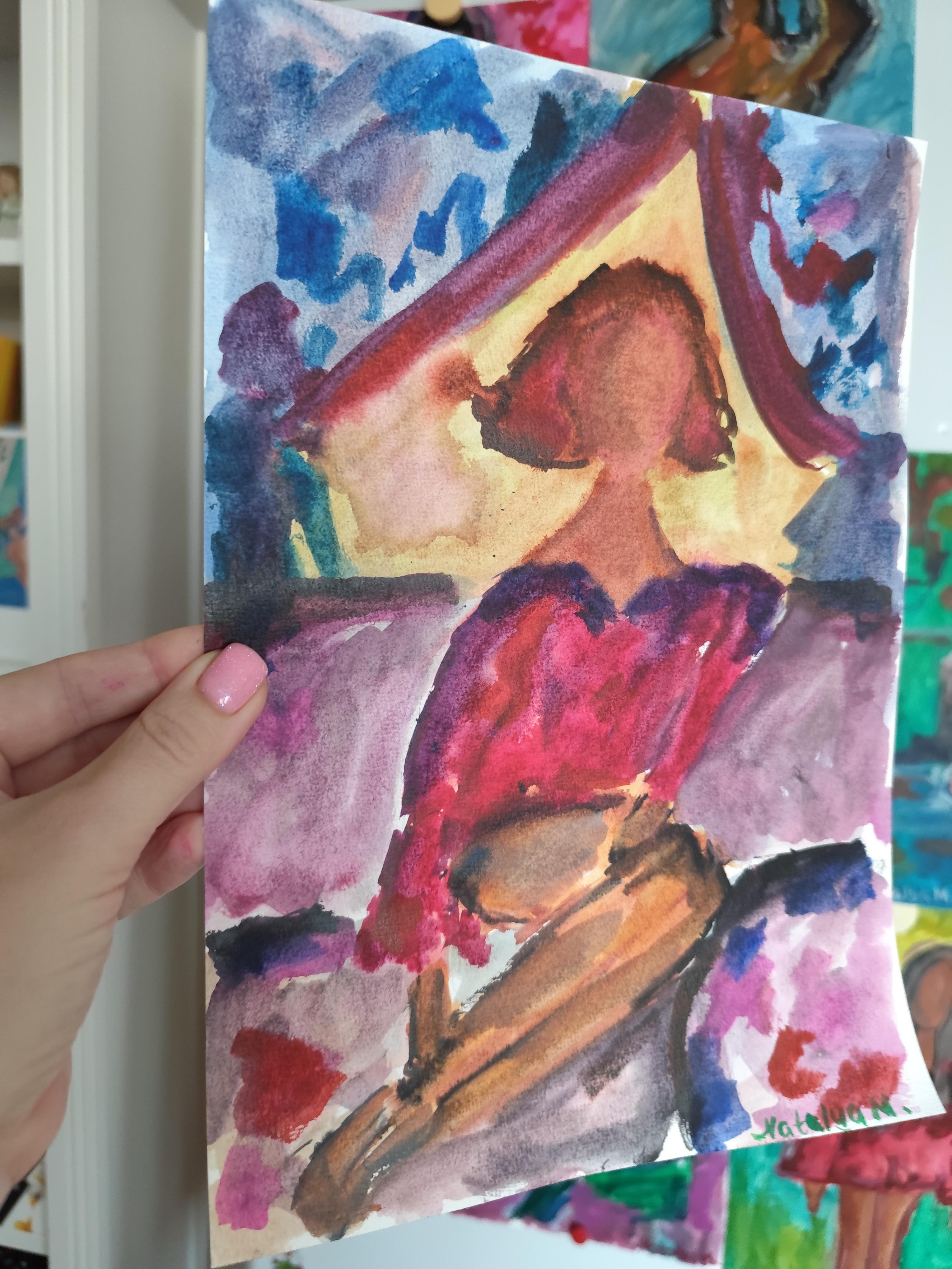 Peinture expressionniste abstraite contemporaine femme 