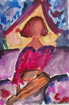Peinture expressionniste abstraite contemporaine femme "To dream or not to dream" (rêver ou ne pas rêver).