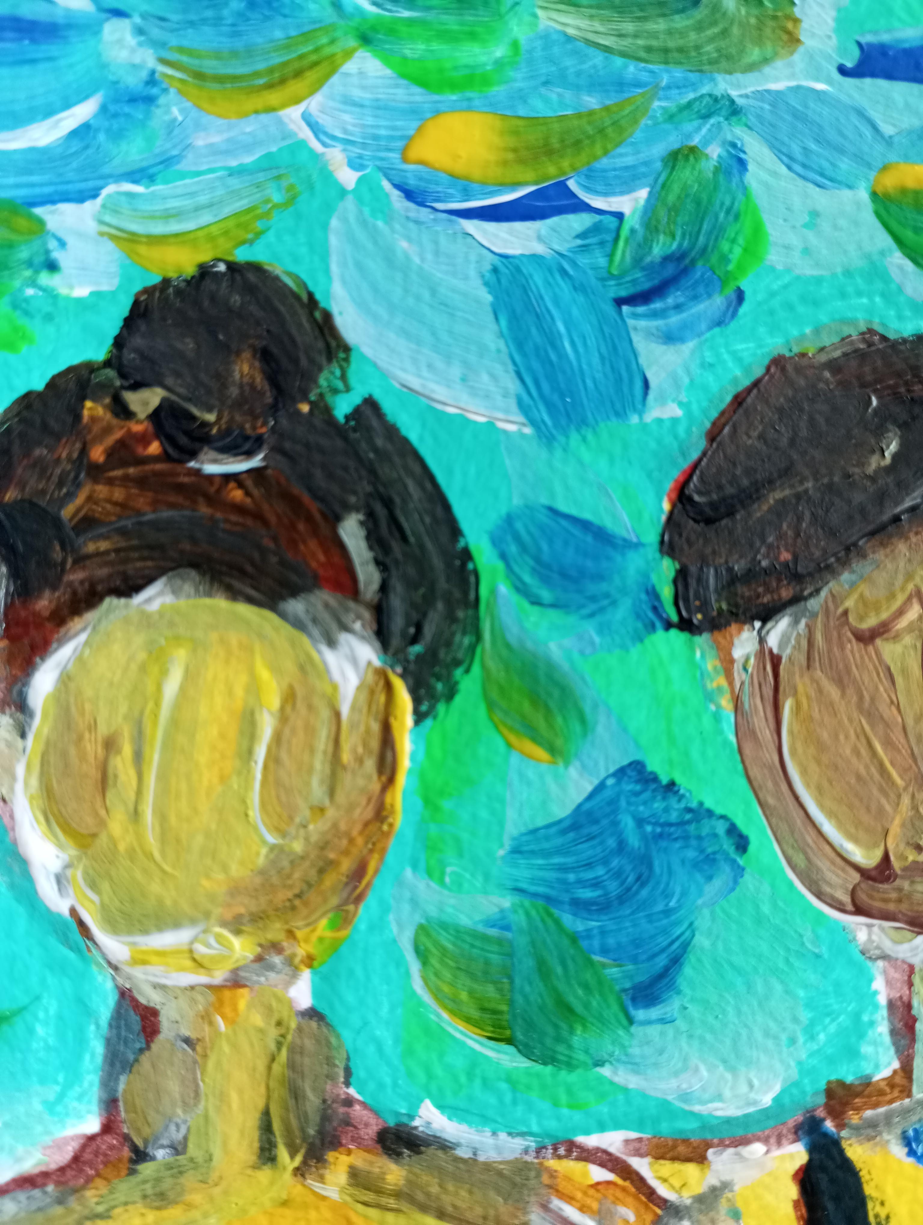 Quadro acrilico fiexpressivo contemporaneo di tre donne sulla spiaggia in vendita 12