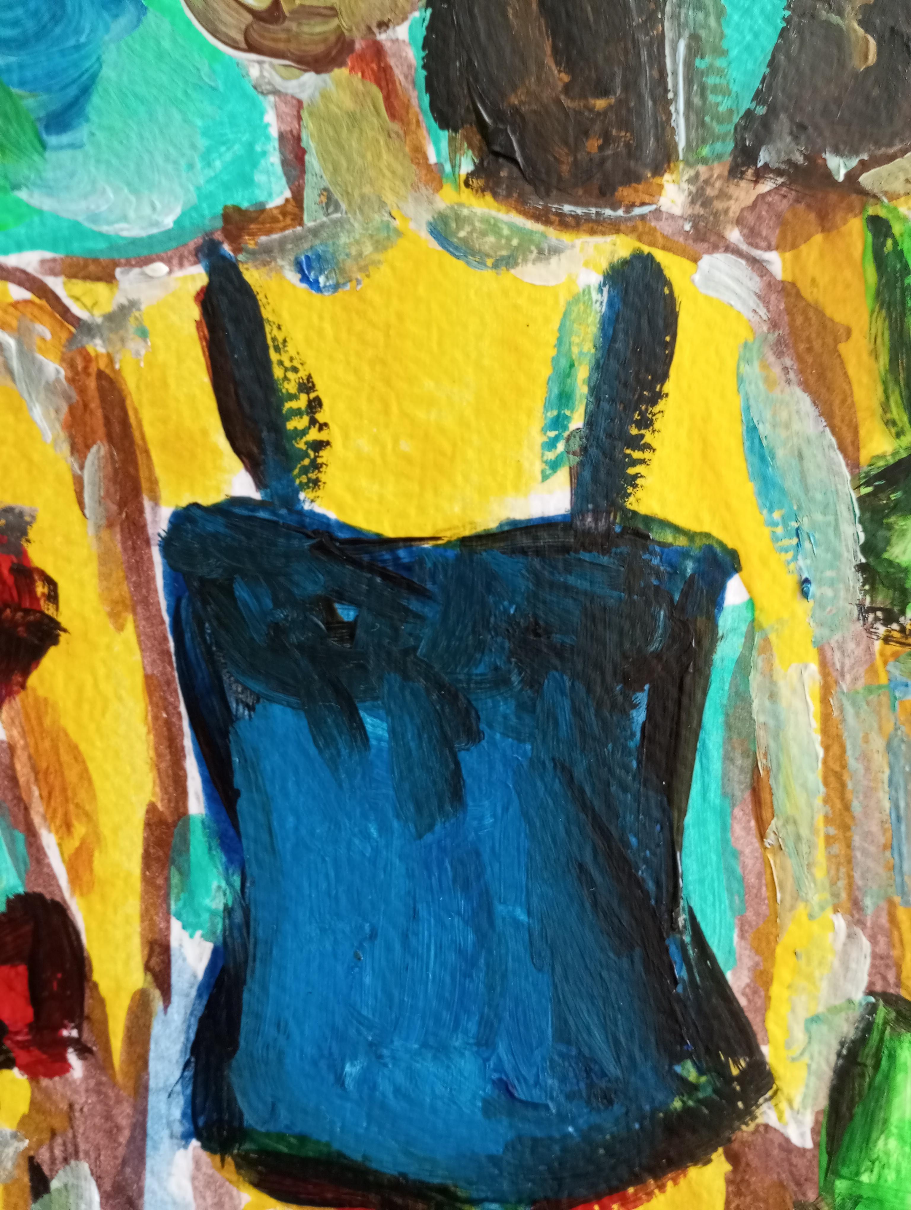 Quadro acrilico fiexpressivo contemporaneo di tre donne sulla spiaggia in vendita 14