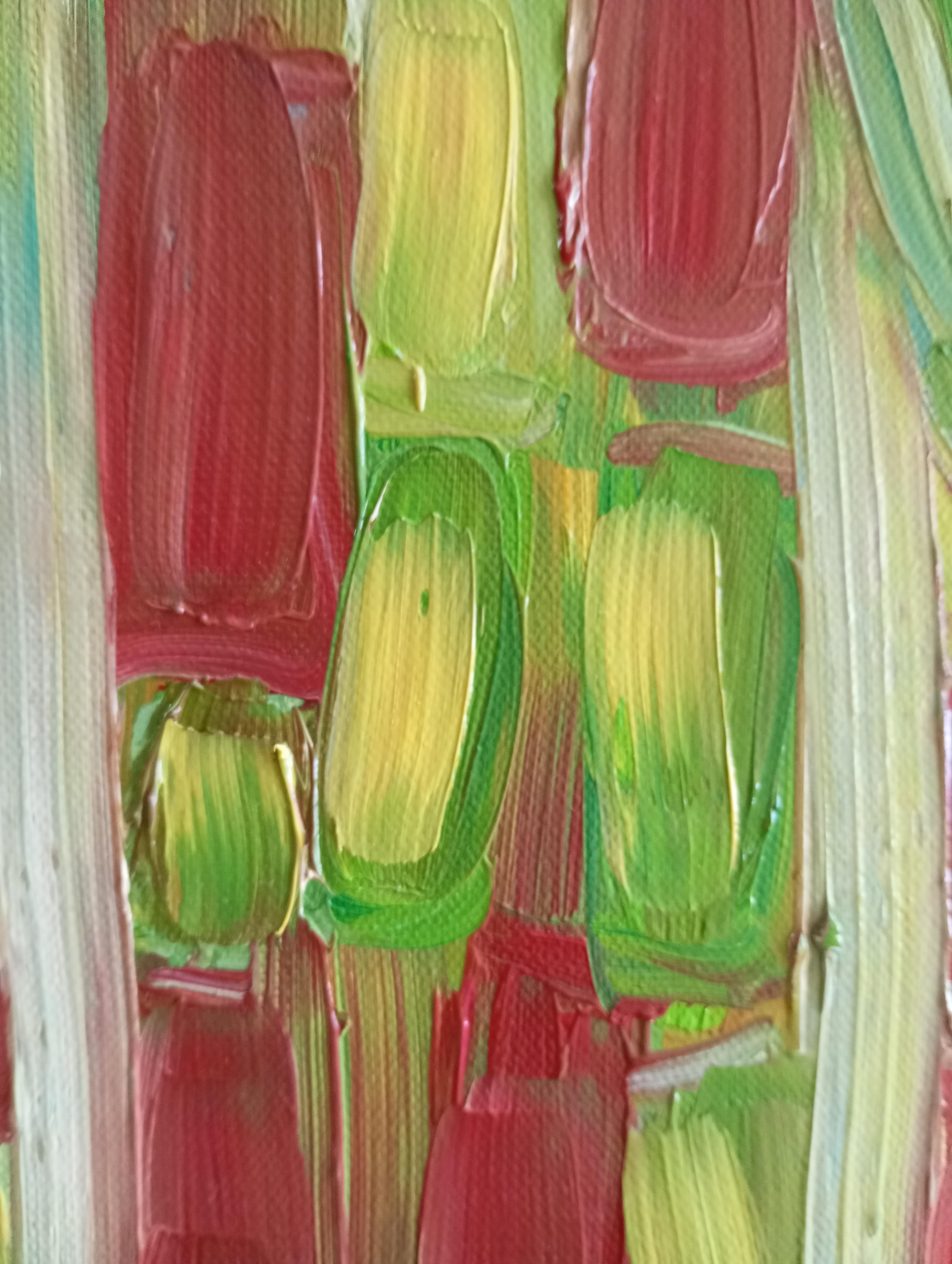 Pintura expresiva abstracta contemporánea de dos mujeres 
