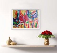 "True Friends" ( contemporary colorful painting of three women in swimsuits)