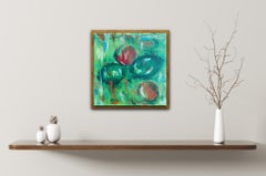 Contemporary abstract expressionist fruit painting "Two apples and two avocados"