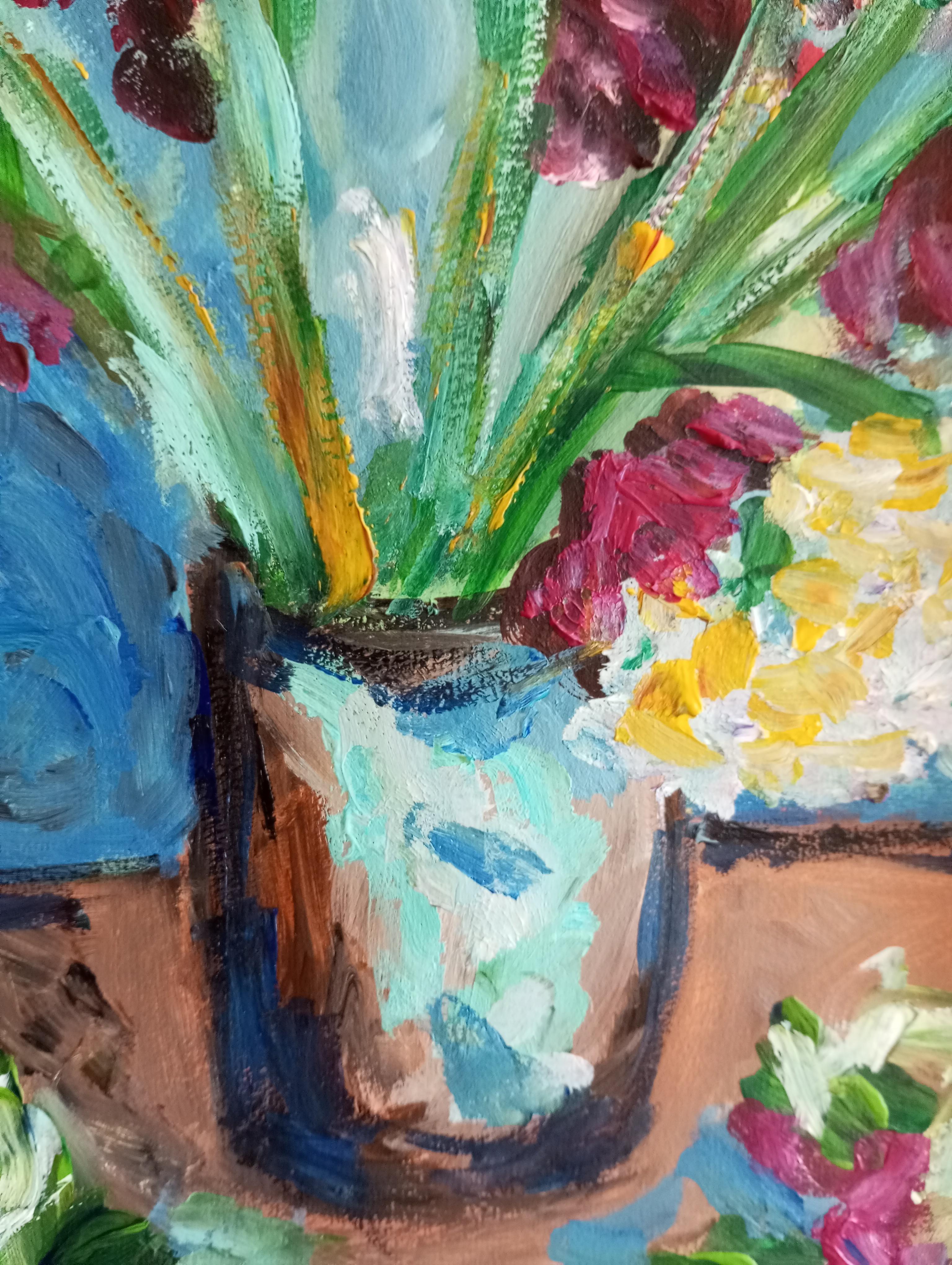 Vase with gladioli in August  For Sale 13