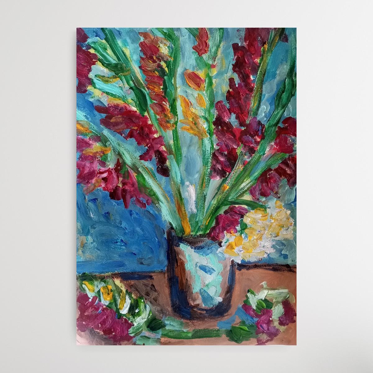 Vase with gladioli in August  For Sale 4
