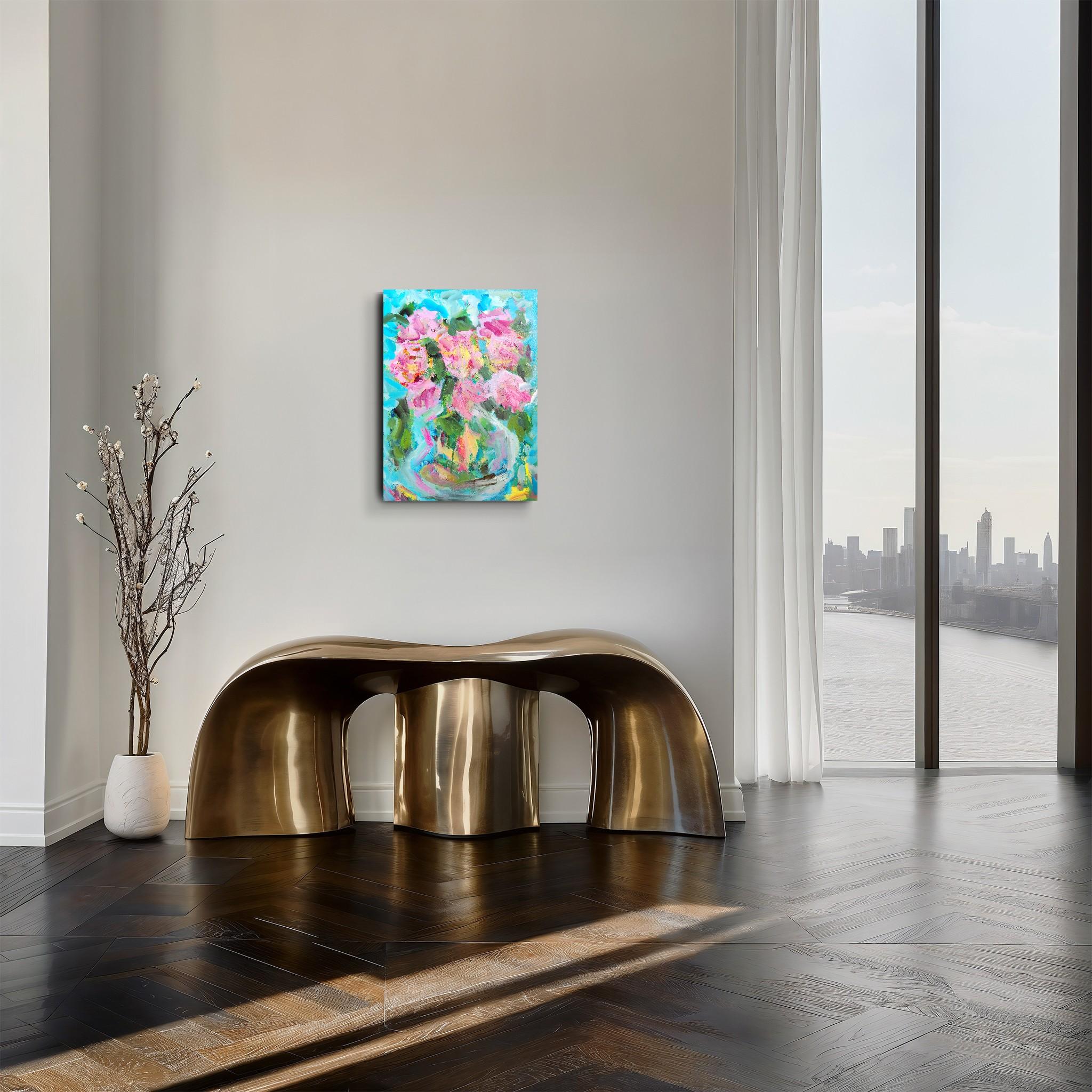 Lienzo al óleo contemporáneo impresionista expresivo floral 