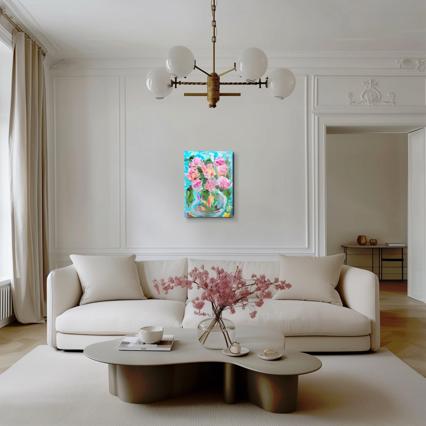 Lienzo al óleo contemporáneo impresionista expresivo floral 