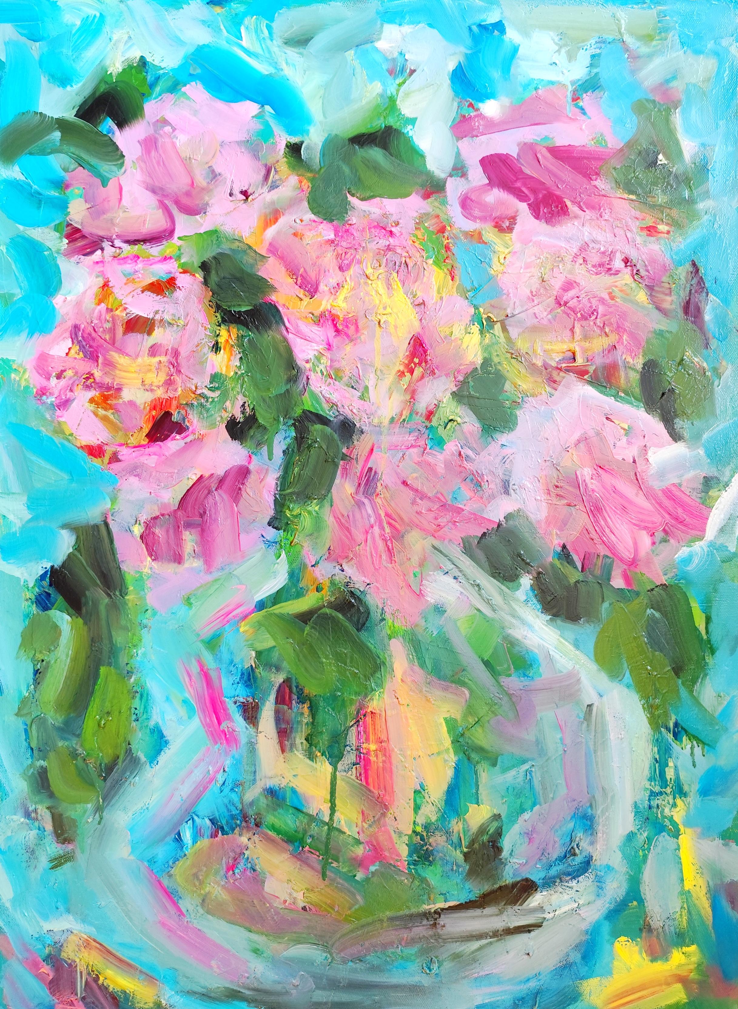 Lienzo al óleo contemporáneo impresionista expresivo floral 