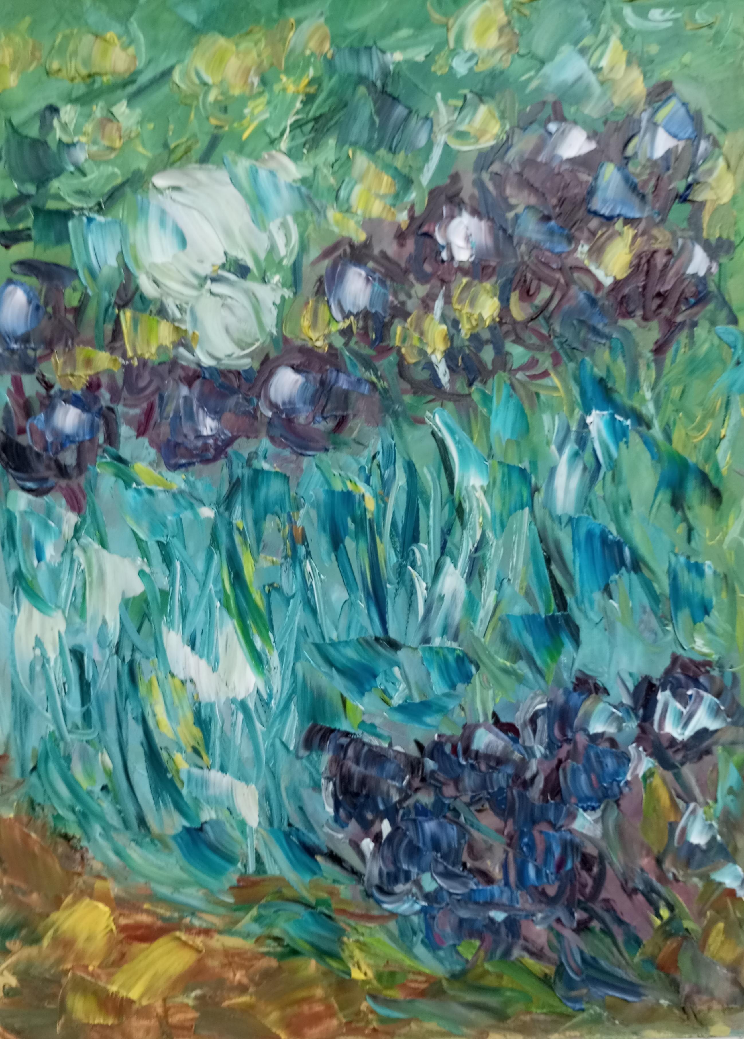 Natalya Mougenot  Still-Life Painting -  "Irises in garden" 
