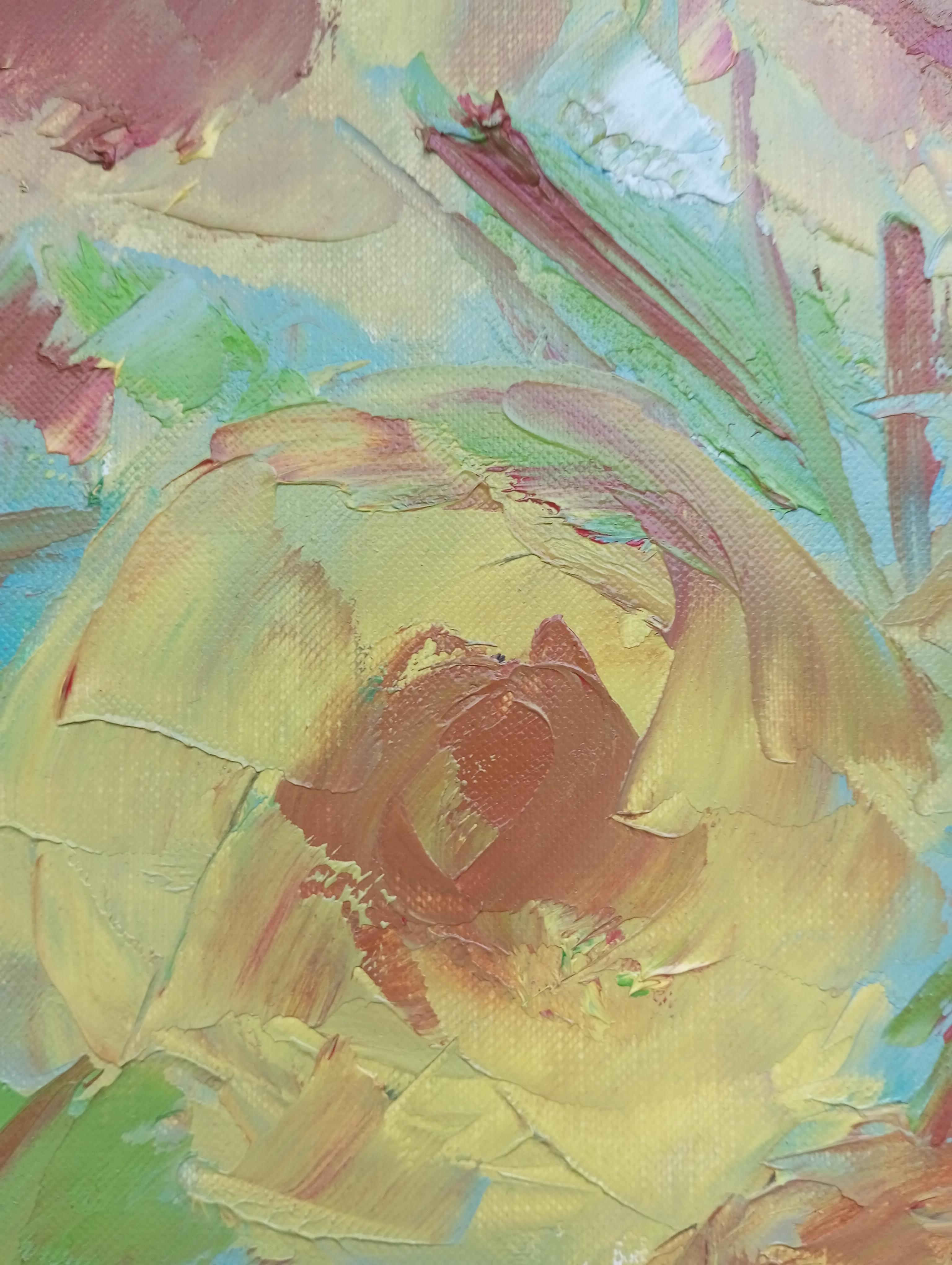 Floral oil painting on paper 