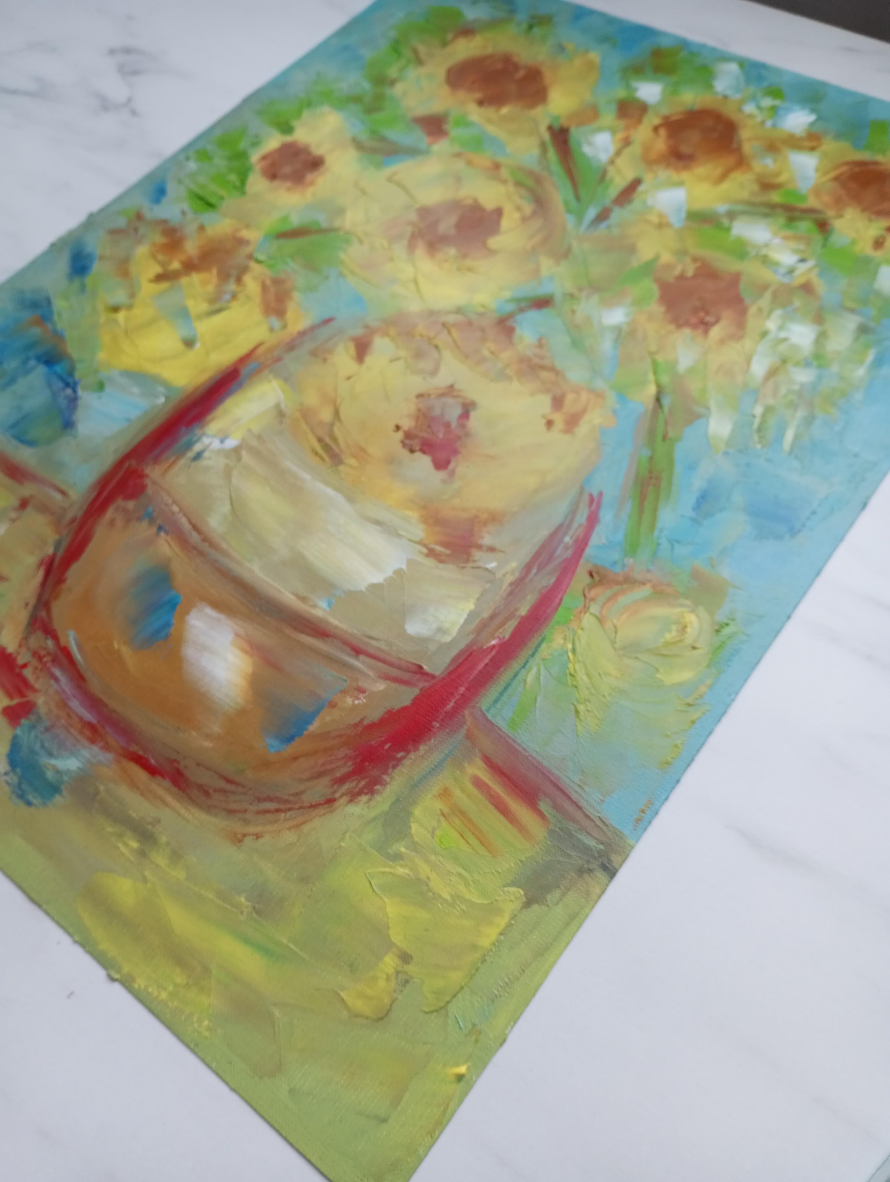 Floral oil painting on paper 