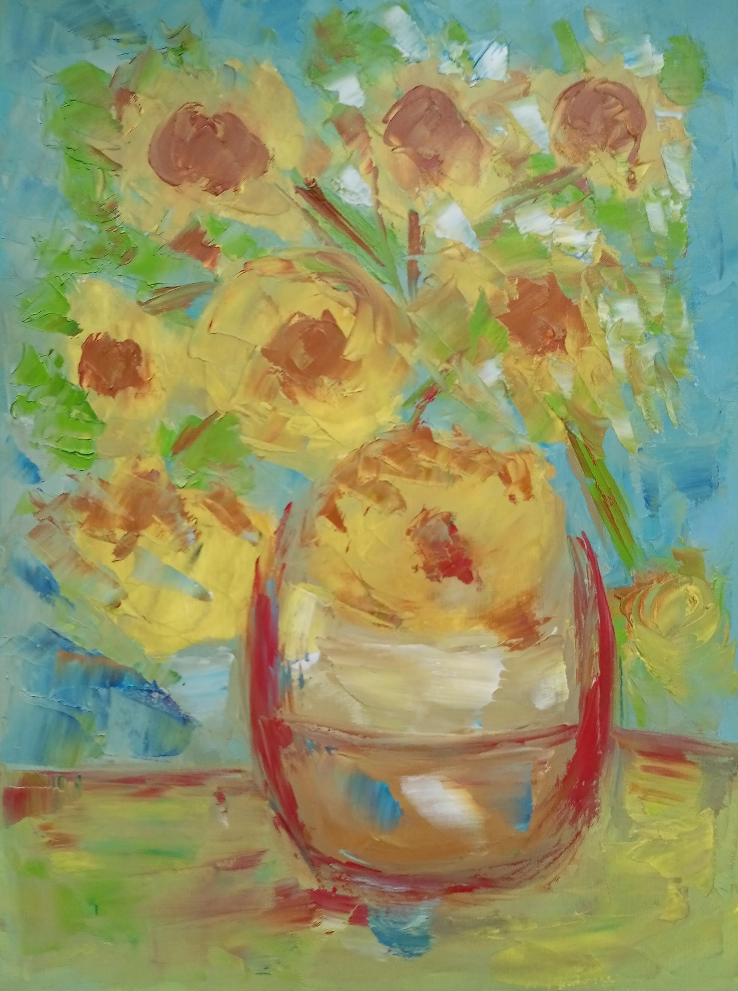 Natalya Mougenot  Still-Life Painting - "The sunflowers of Provence" 