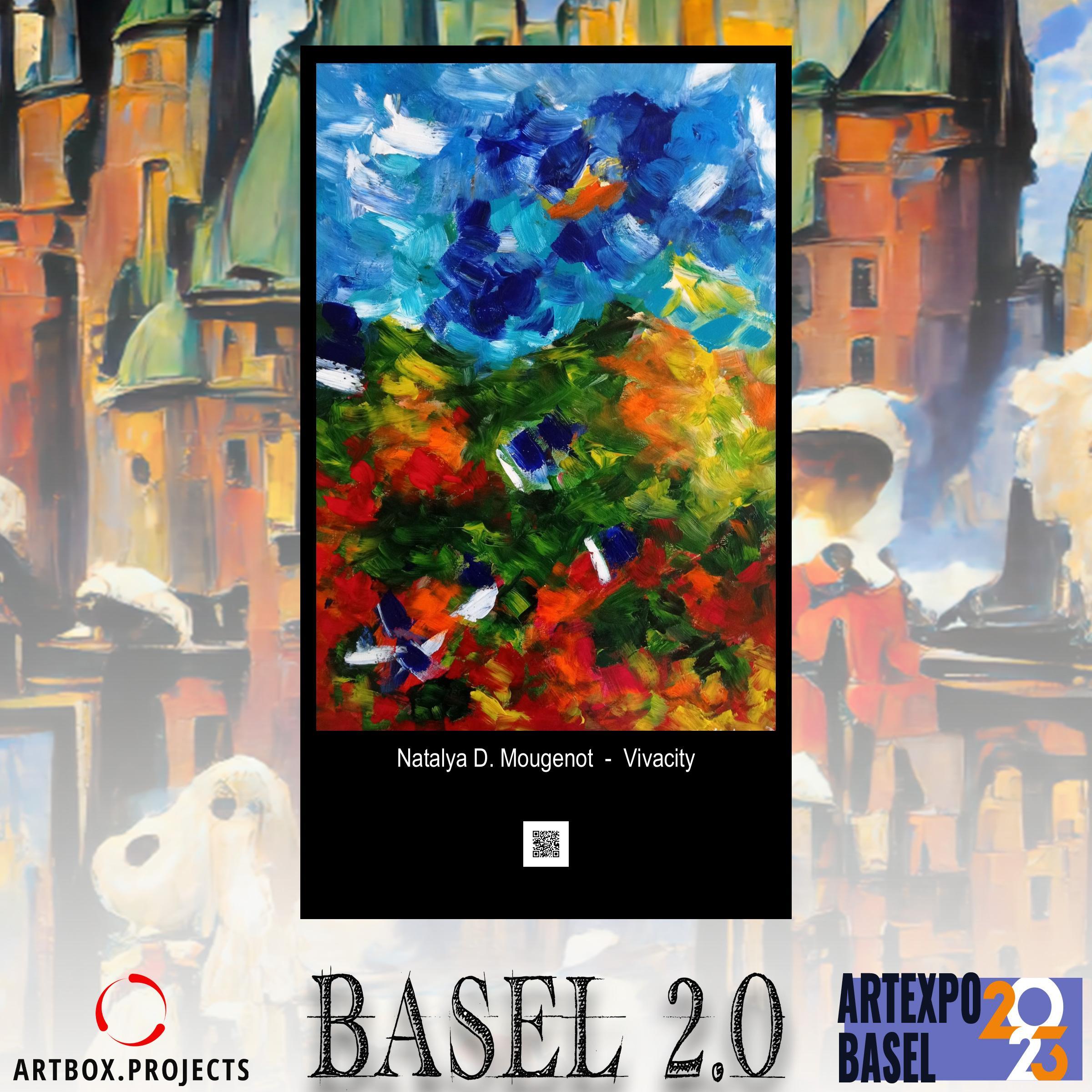 Peinture sur toile contemporaine expressive abstraite de nature vibrante  